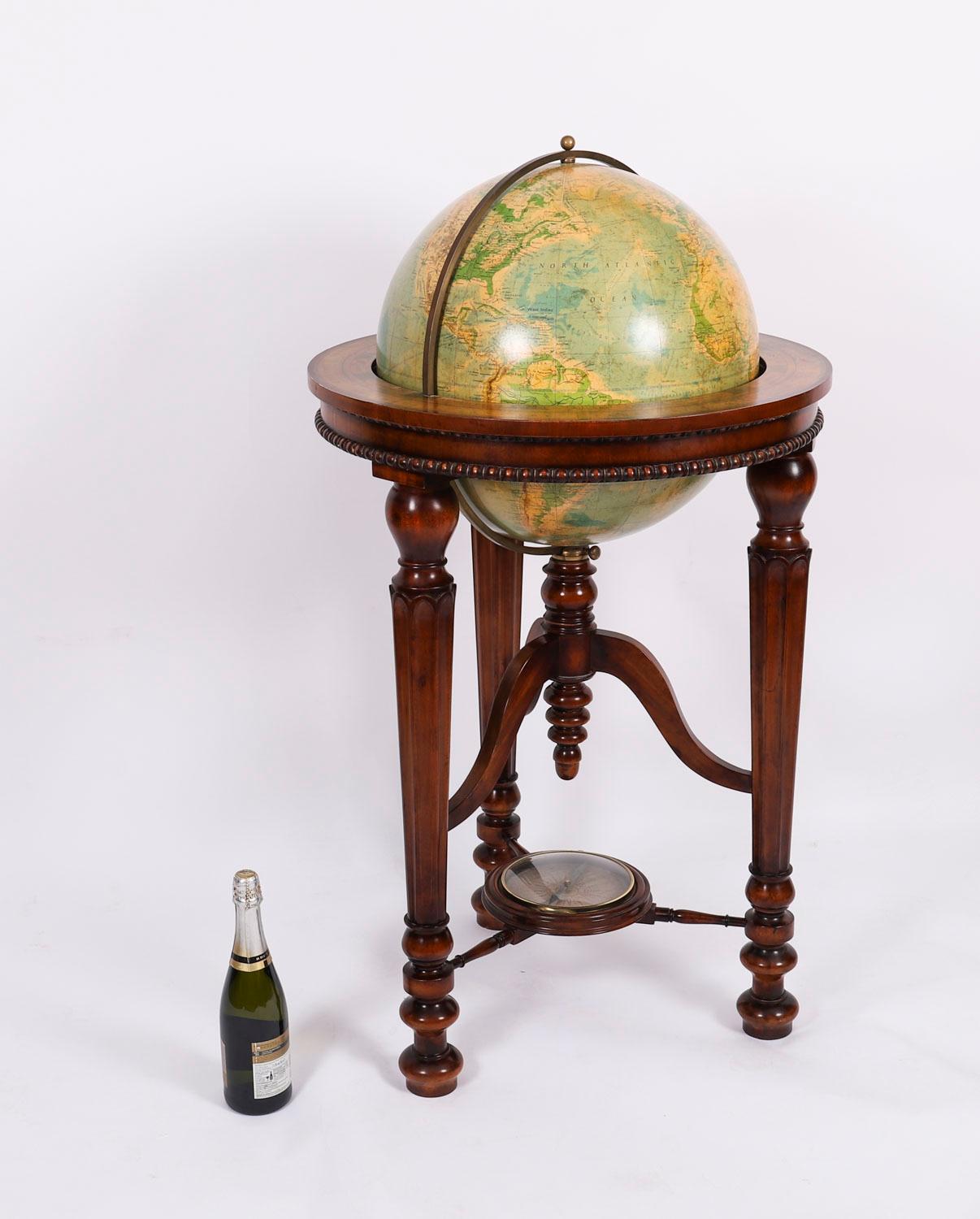 Vintage Terrestrial Library Globe on Stand With Compass 20th Century For Sale 13