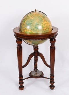 Vintage Terrestrial Bibliothek Globus auf Stand mit Kompass 20. Jahrhundert