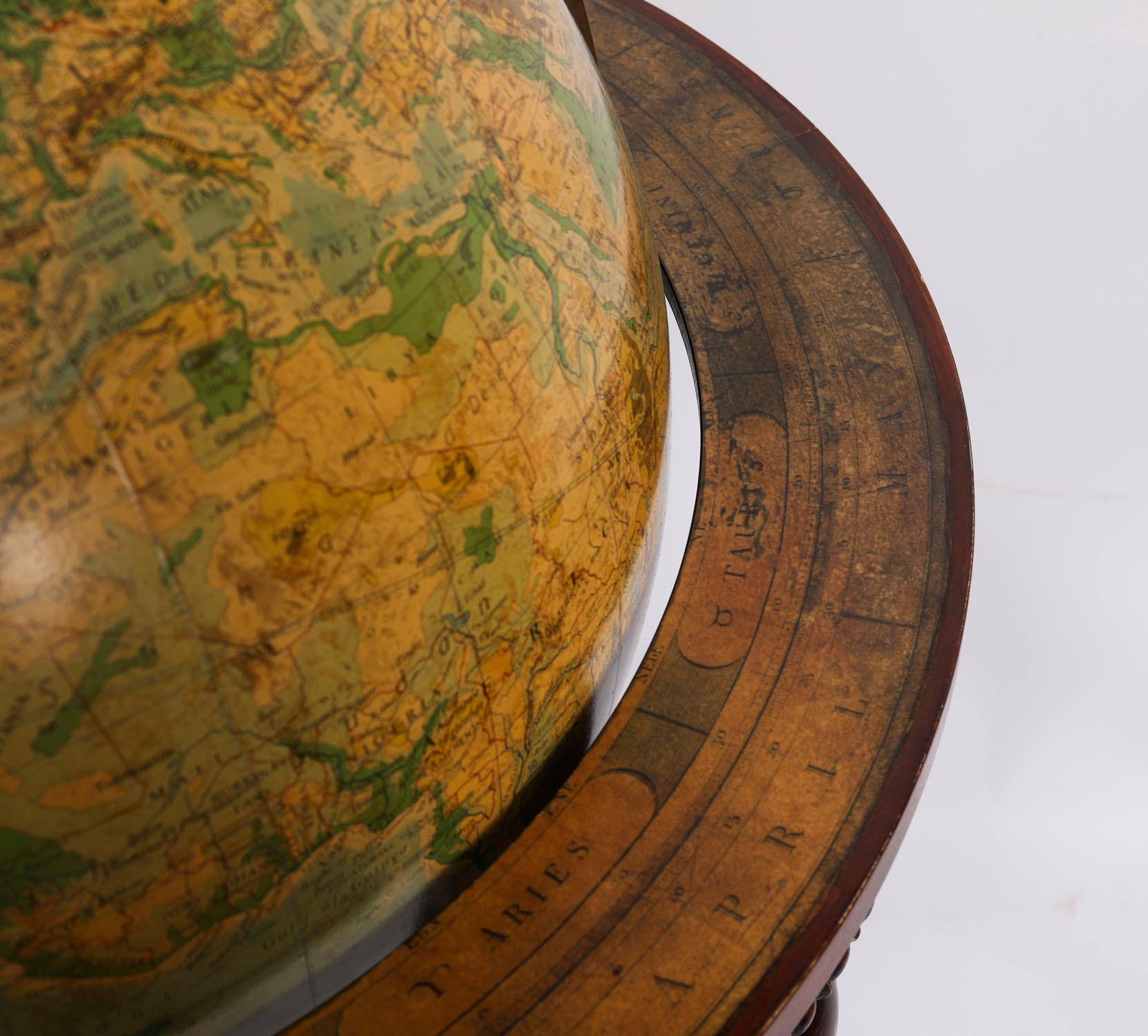Vintage Terrestrial Library Globe on Stand With Compass 20th Century For Sale 2