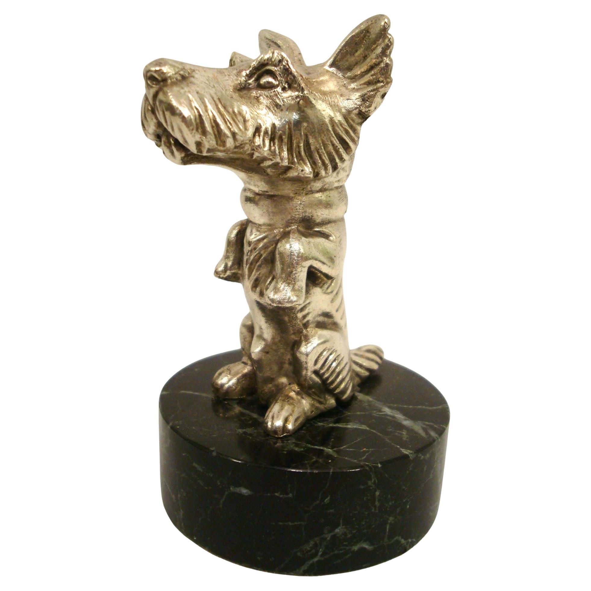 Vintage Terrier Silvered Sculpture / Desk Paperweight. c1930's