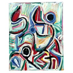 Peinture abstraite multicolore de Terry Frid sur toile