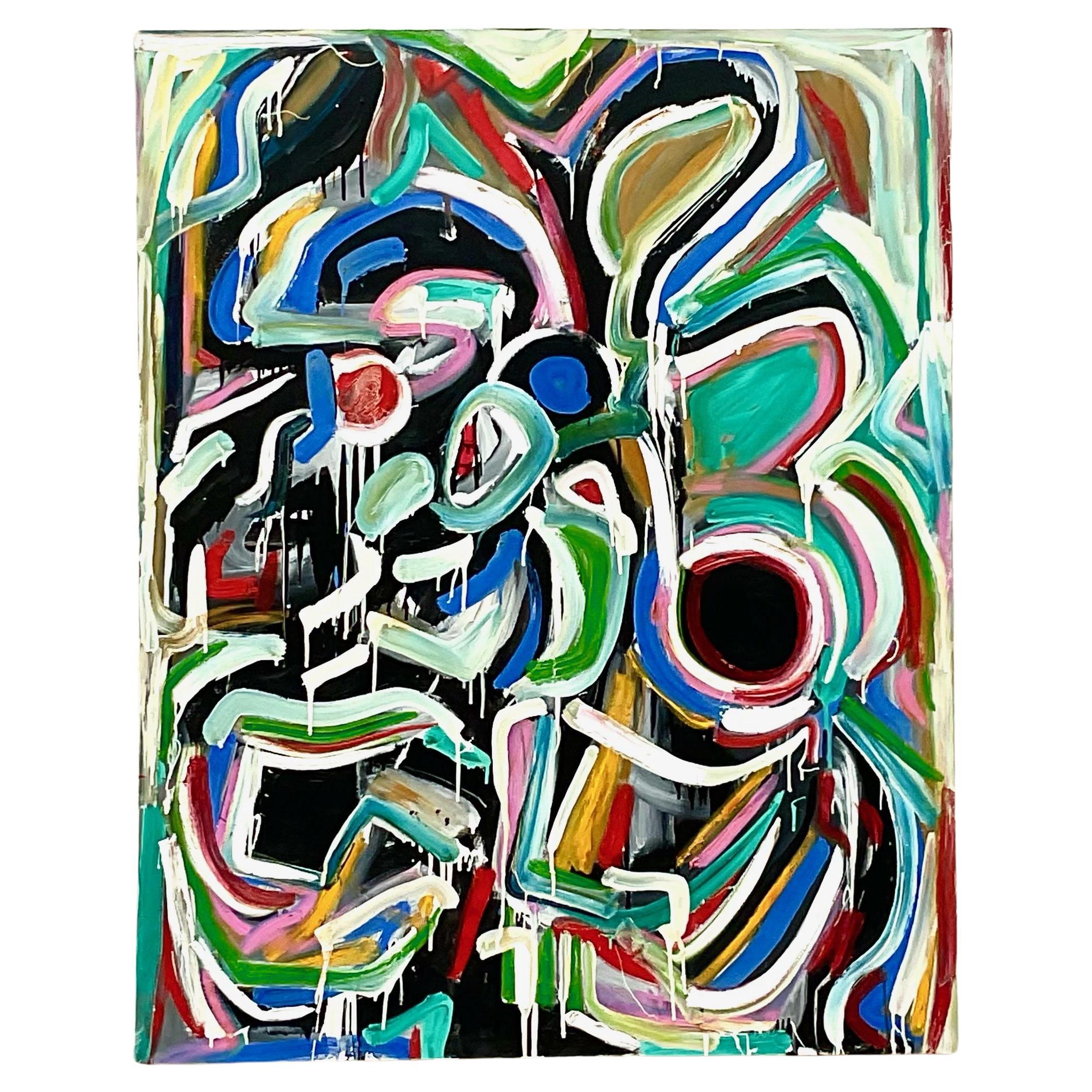 Vintage Terry J. Frid Abstract Oil Painting on Canvas For Sale