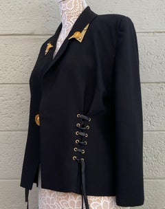 Vintage Terry Paris Gold Medallion Leather Lace Jacket