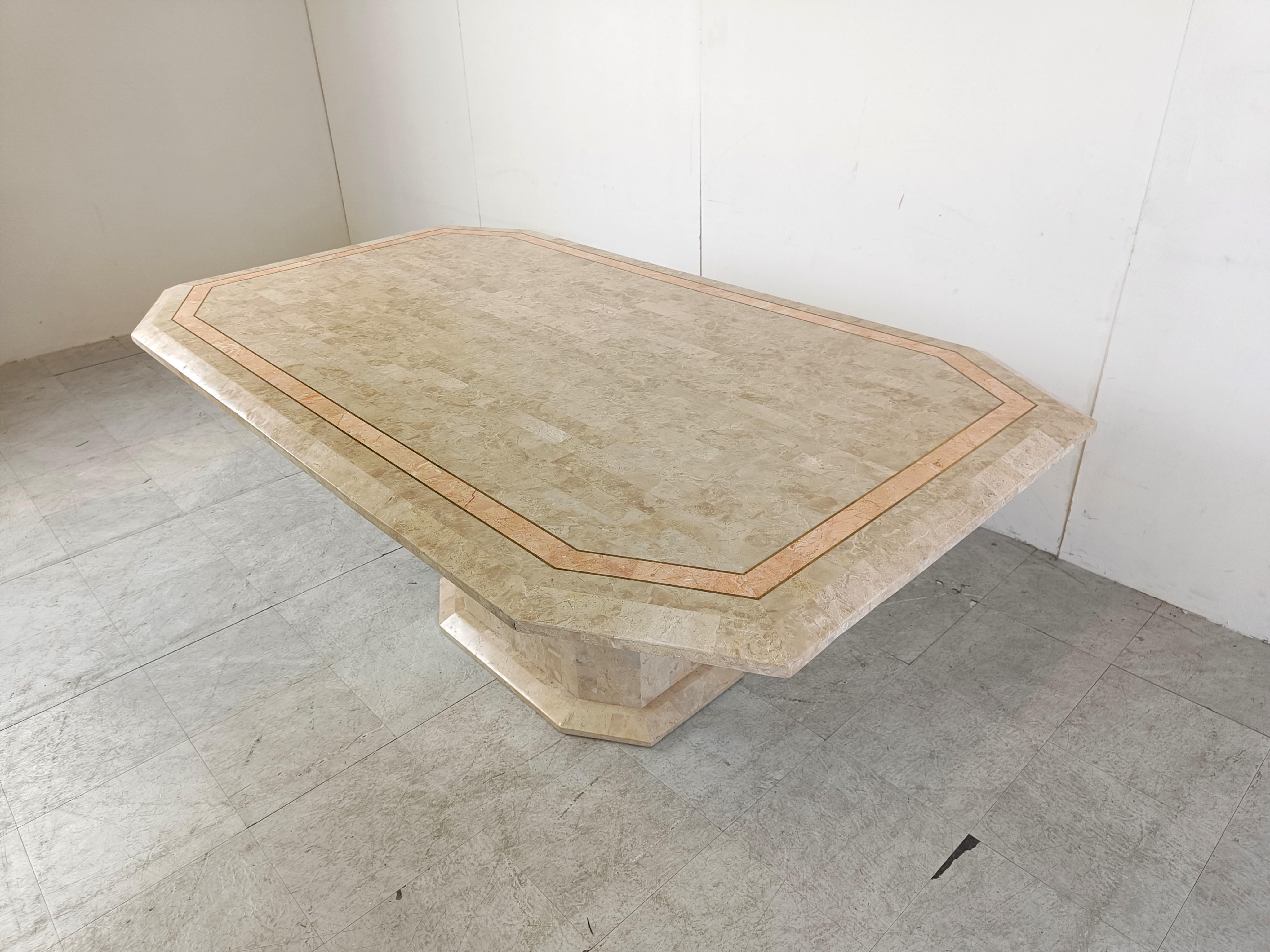 Stone Vintage tesselated stone dining table by Maithland smith, 1970s For Sale