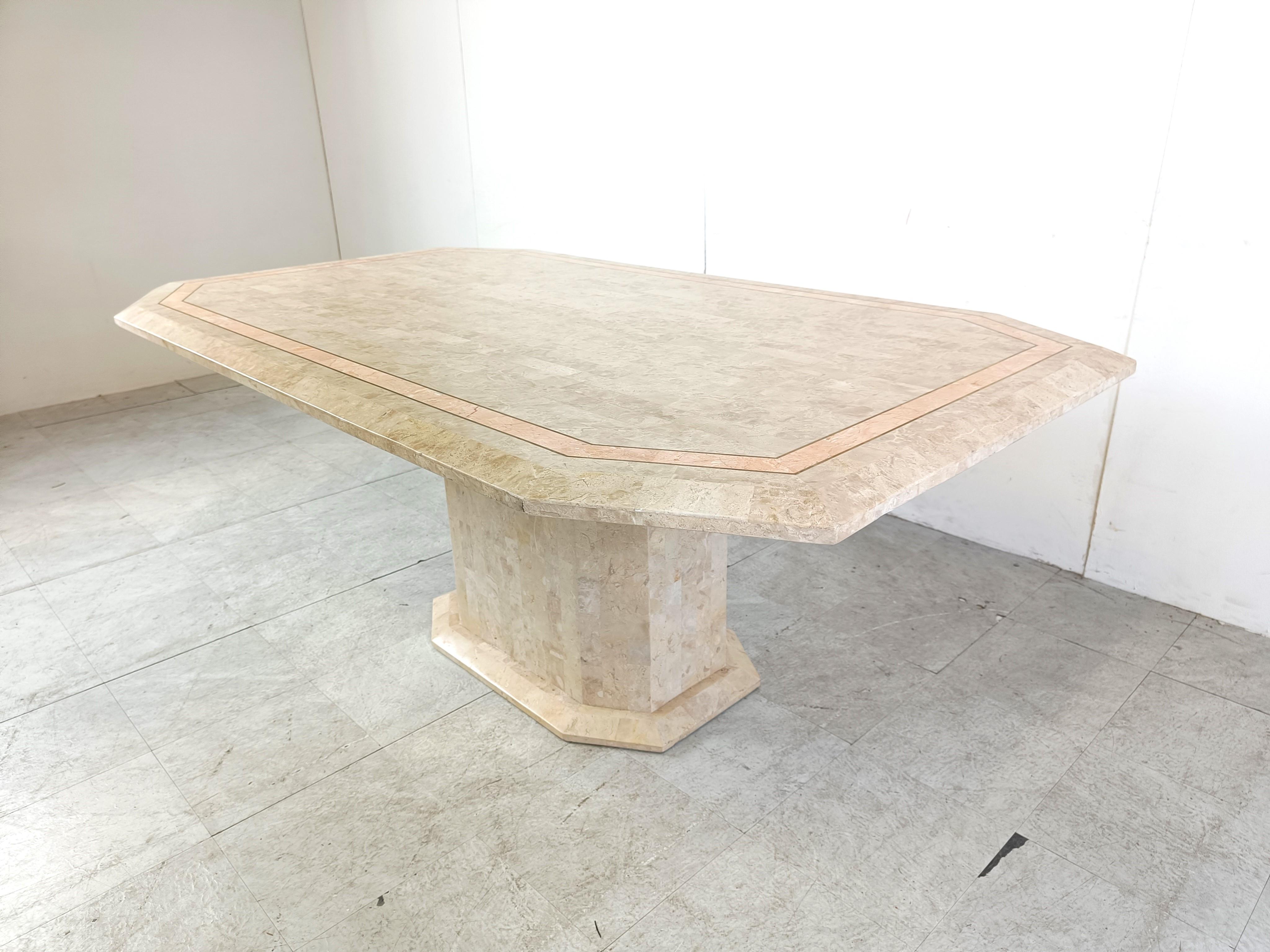 Vintage tesselated stone dining table by Maithland smith, 1970s For Sale 1