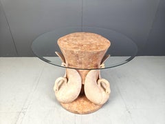 Vintage tesselated stone swan dining table, 1970s