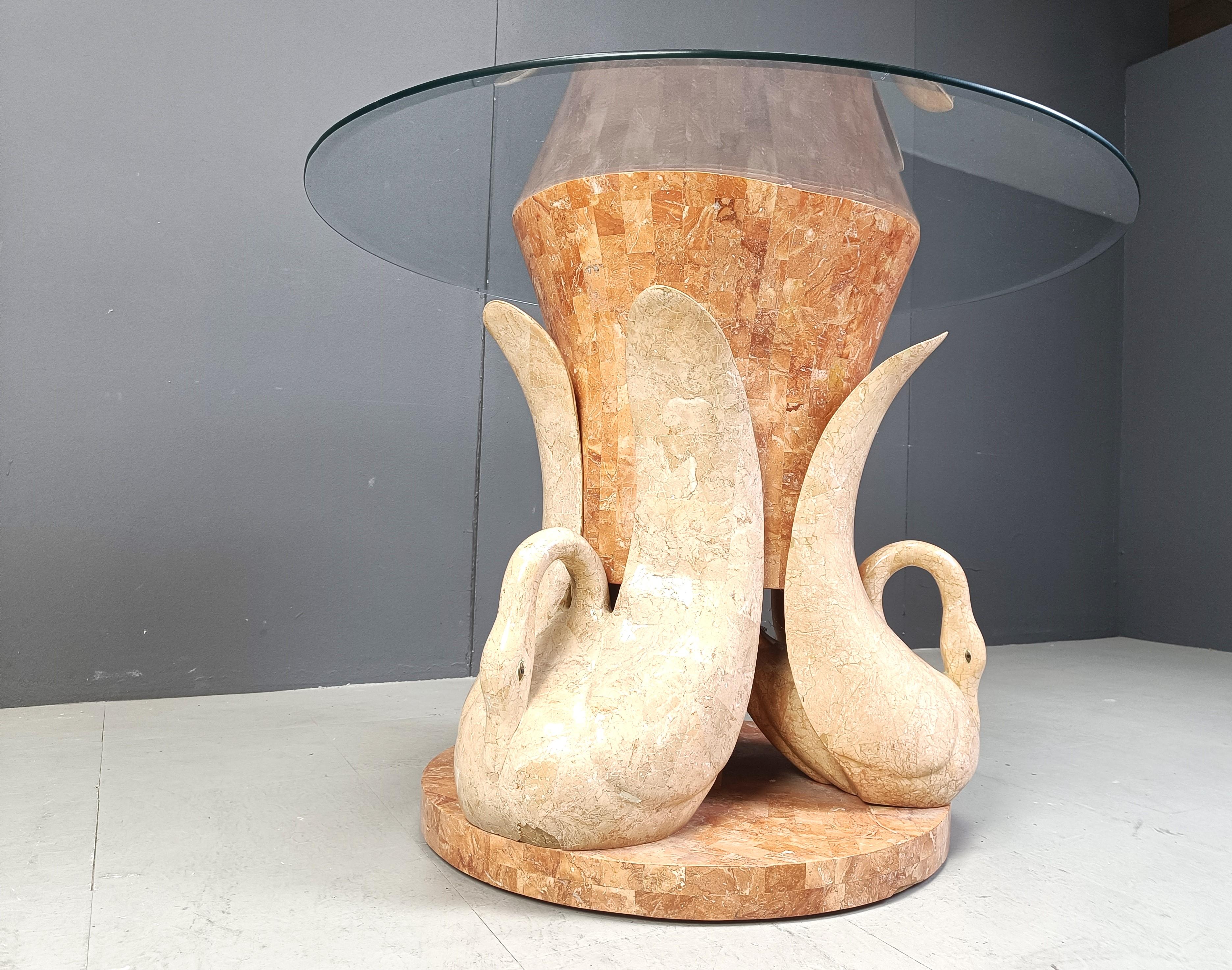 Vintage tesselated stone swan dining table, 1970s For Sale 1