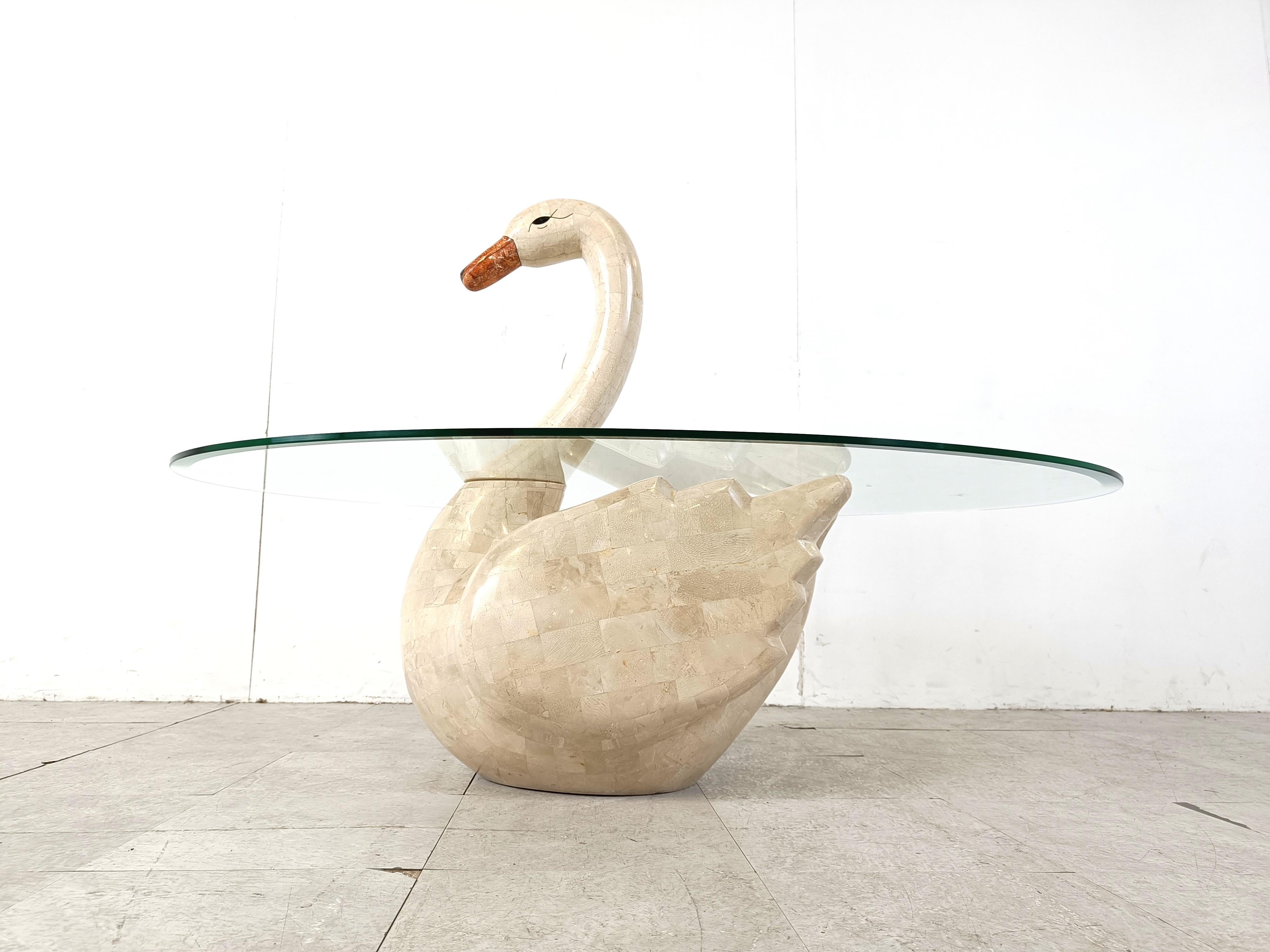 Mid-Century Modern Vintage tesselated swan coffee table, 1980s For Sale