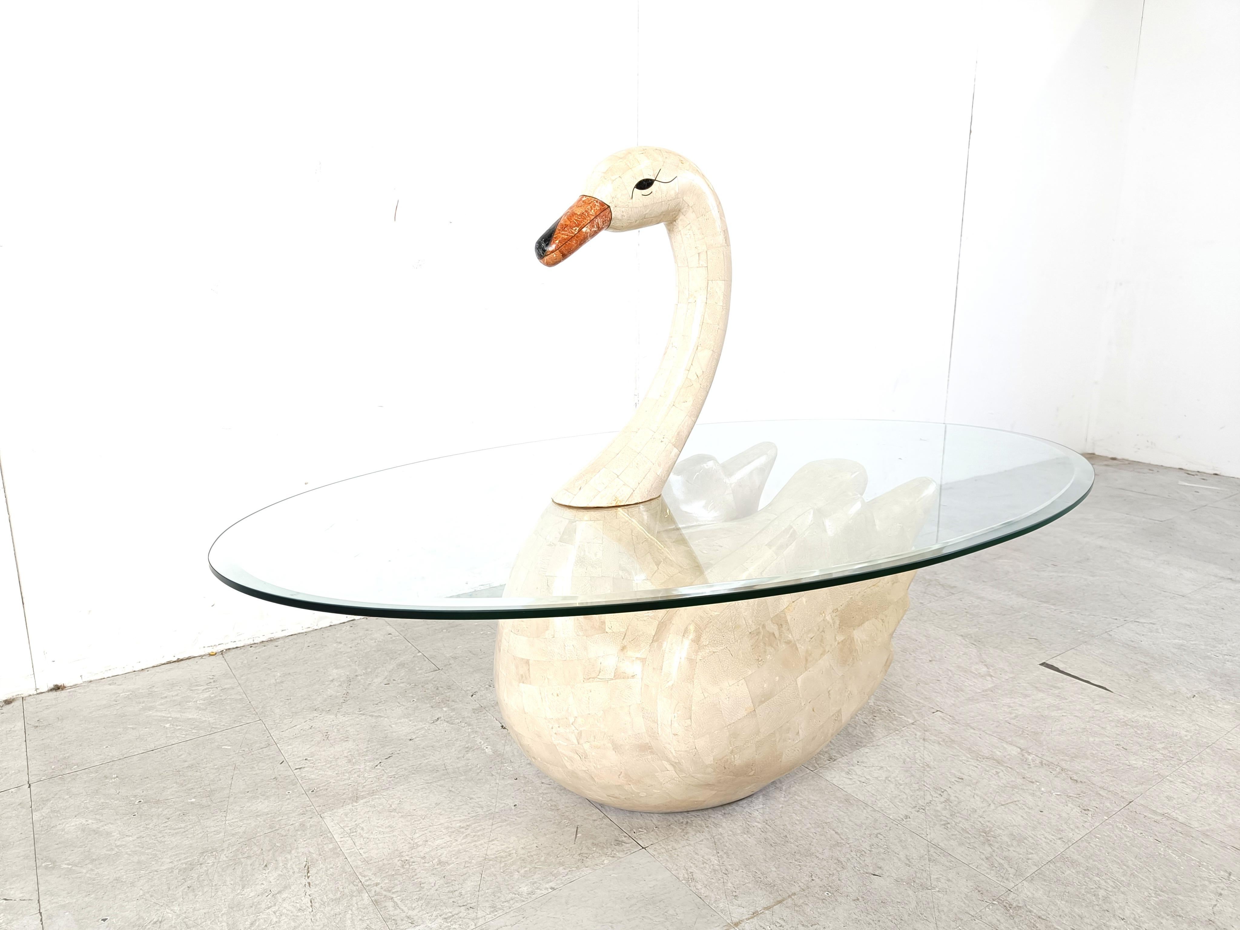 Thai Vintage tesselated swan coffee table, 1980s For Sale