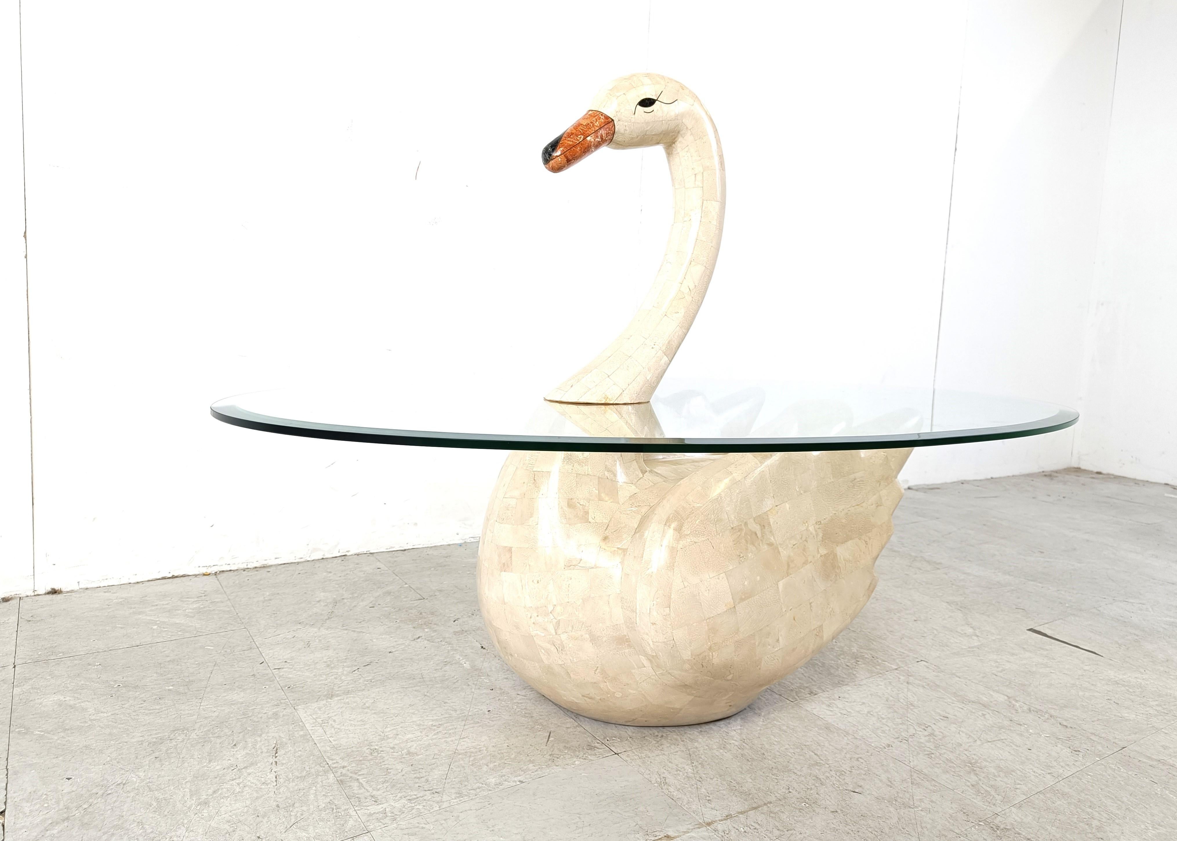 Mid-Century Modern Vintage tesselated swan coffee table, 1980s For Sale