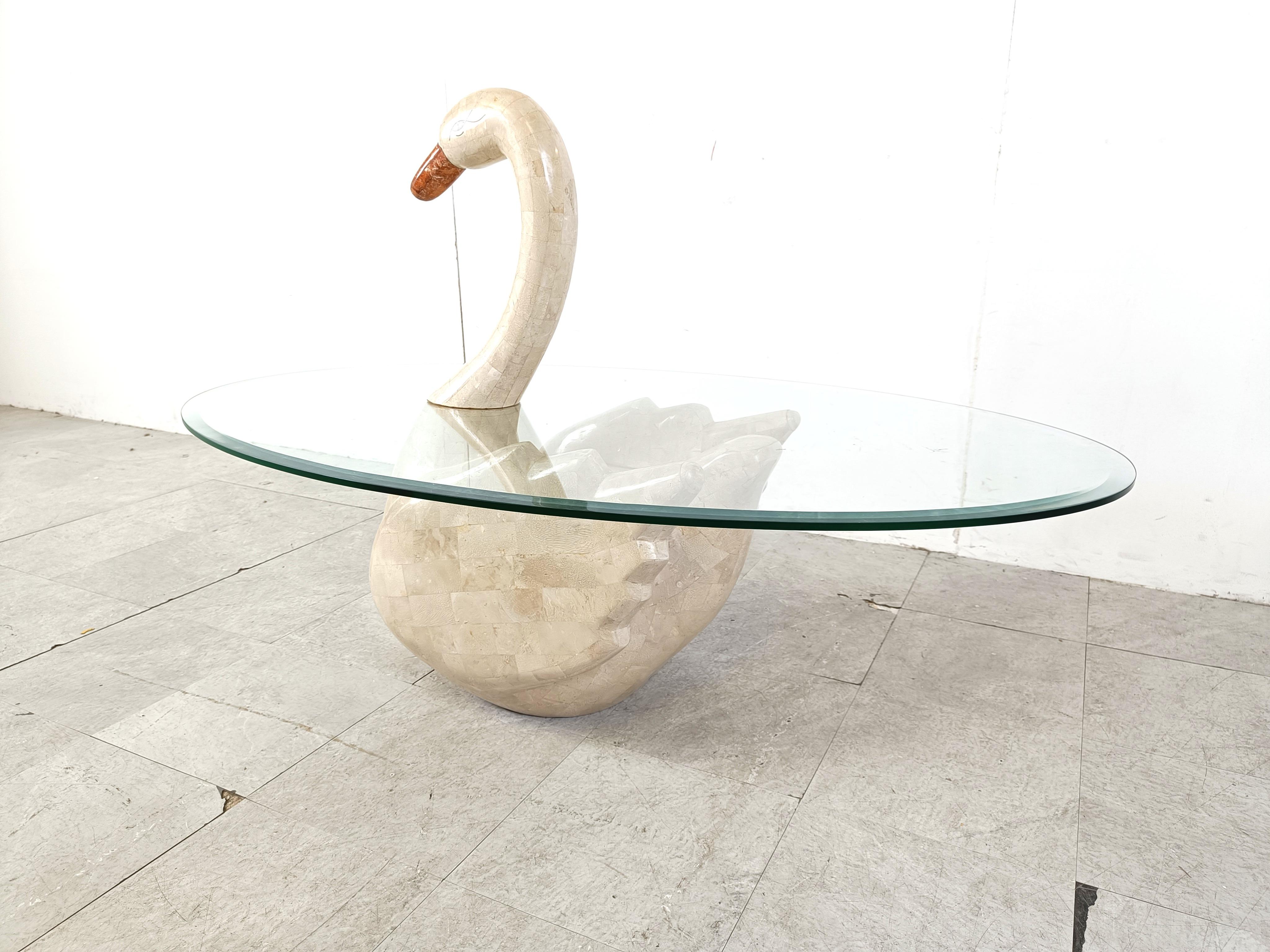 Late 20th Century Vintage tesselated swan coffee table, 1980s For Sale