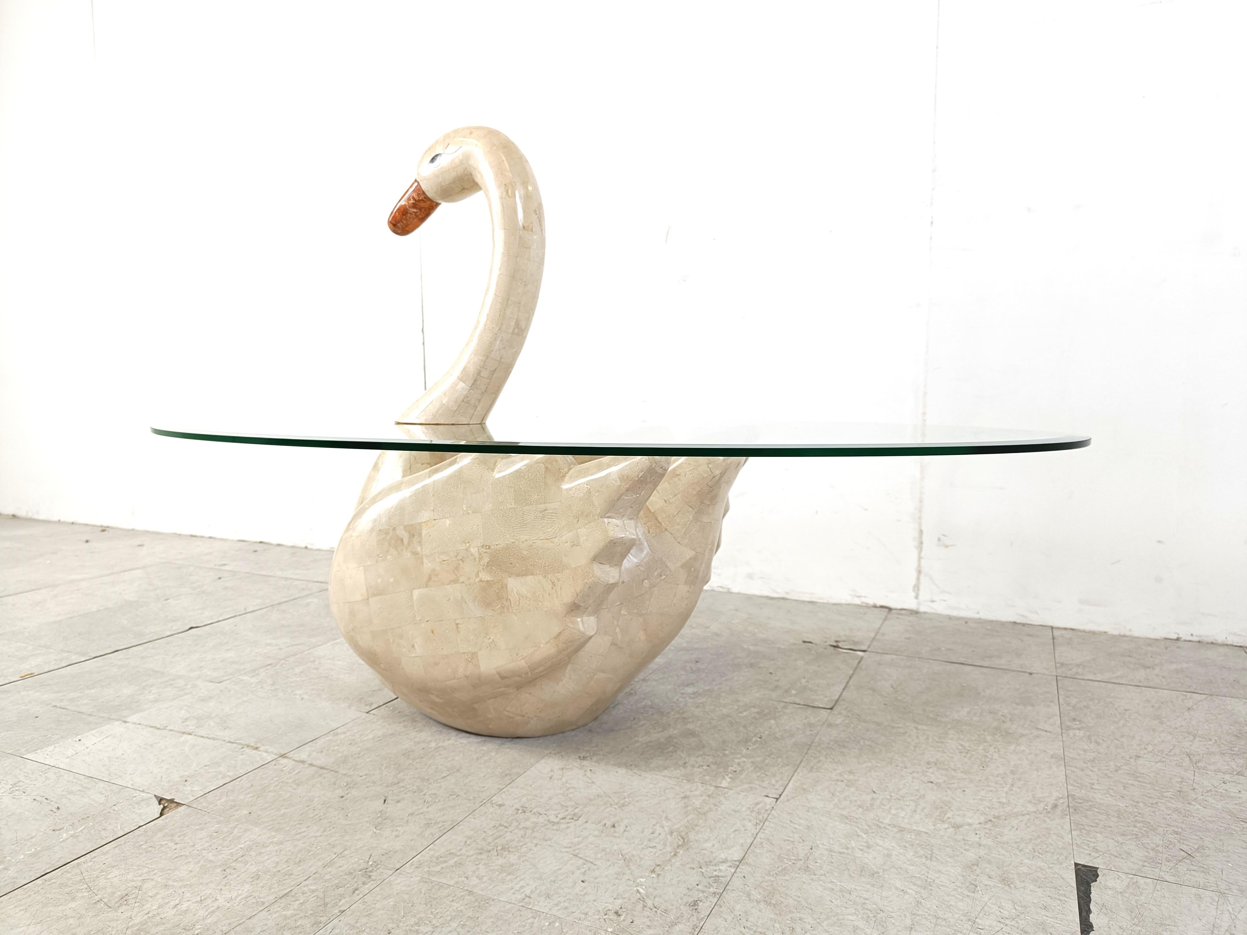 Stone Vintage tesselated swan coffee table, 1980s For Sale