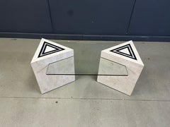 Vintage tessellated and mother of pearl coffee table, 1980s