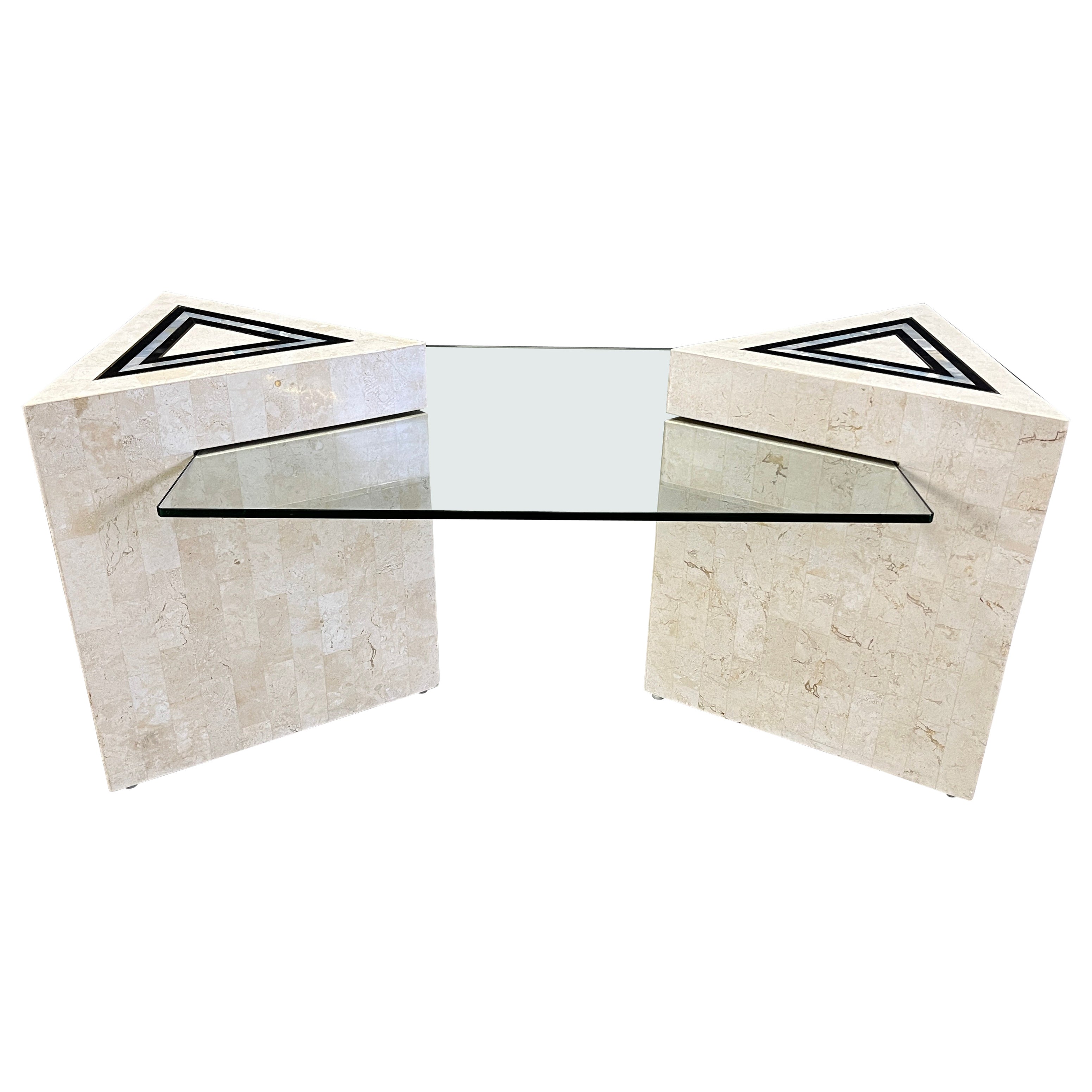 Vintage tessellated and mother of pearl coffee table, 1980s