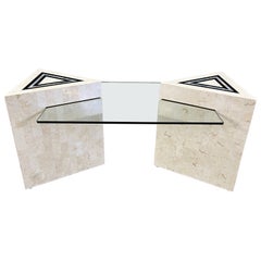 Vintage tessellated and mother of pearl coffee table, 1980s