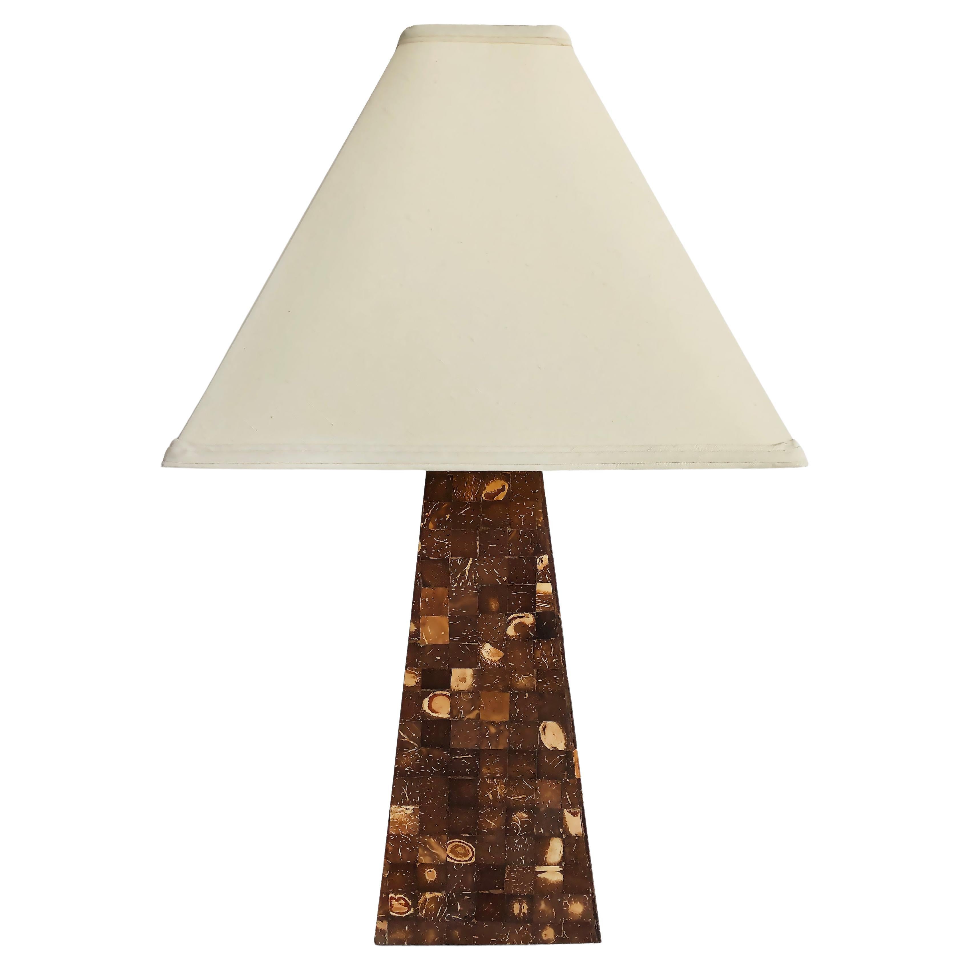 Vintage Tessellated Coconut Shell Table Lamp For Sale