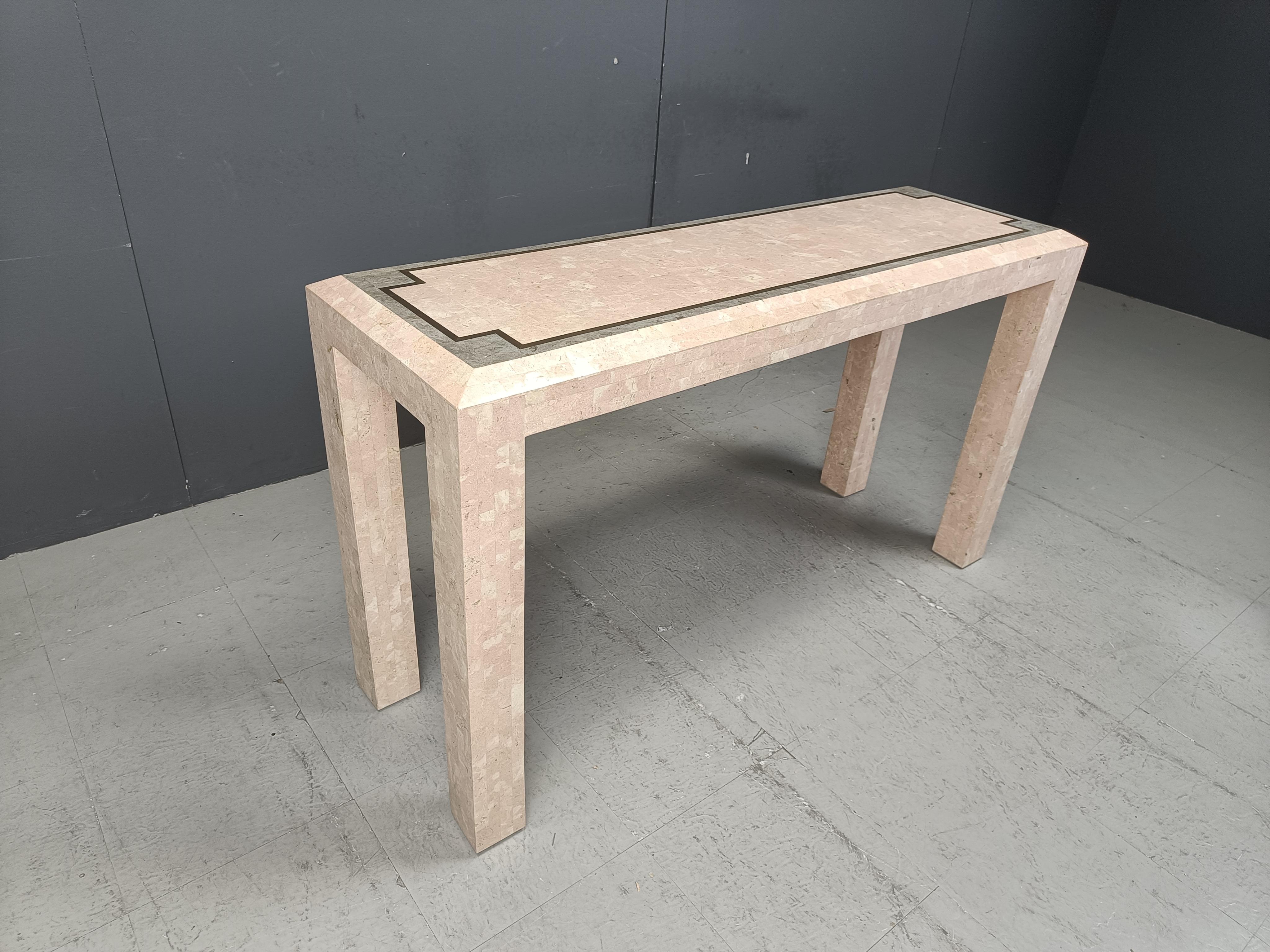 Hollywood Regency Vintage tessellated console in the manner of Maitland Smith, 1980s