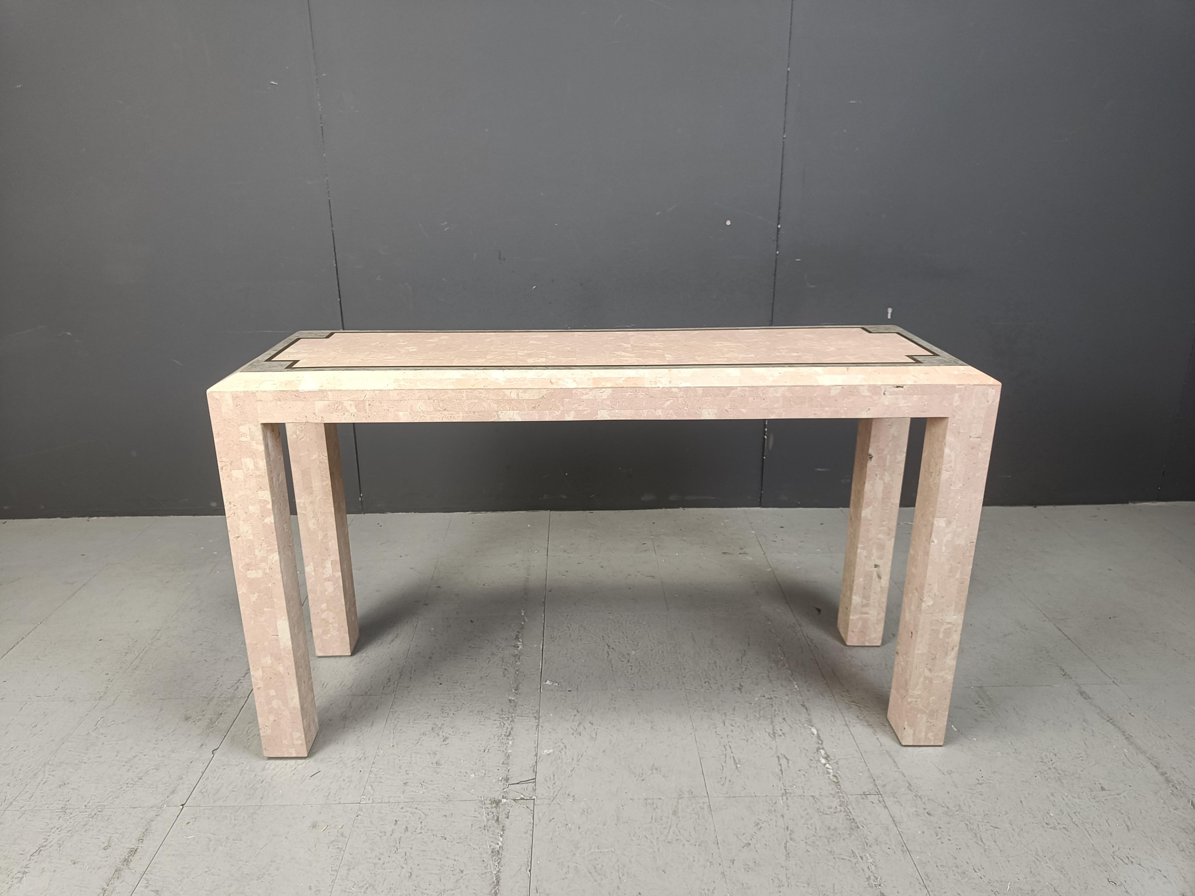 Vintage tessellated console in the manner of Maitland Smith, 1980s In Good Condition In Leuven, Vlaams Gewest