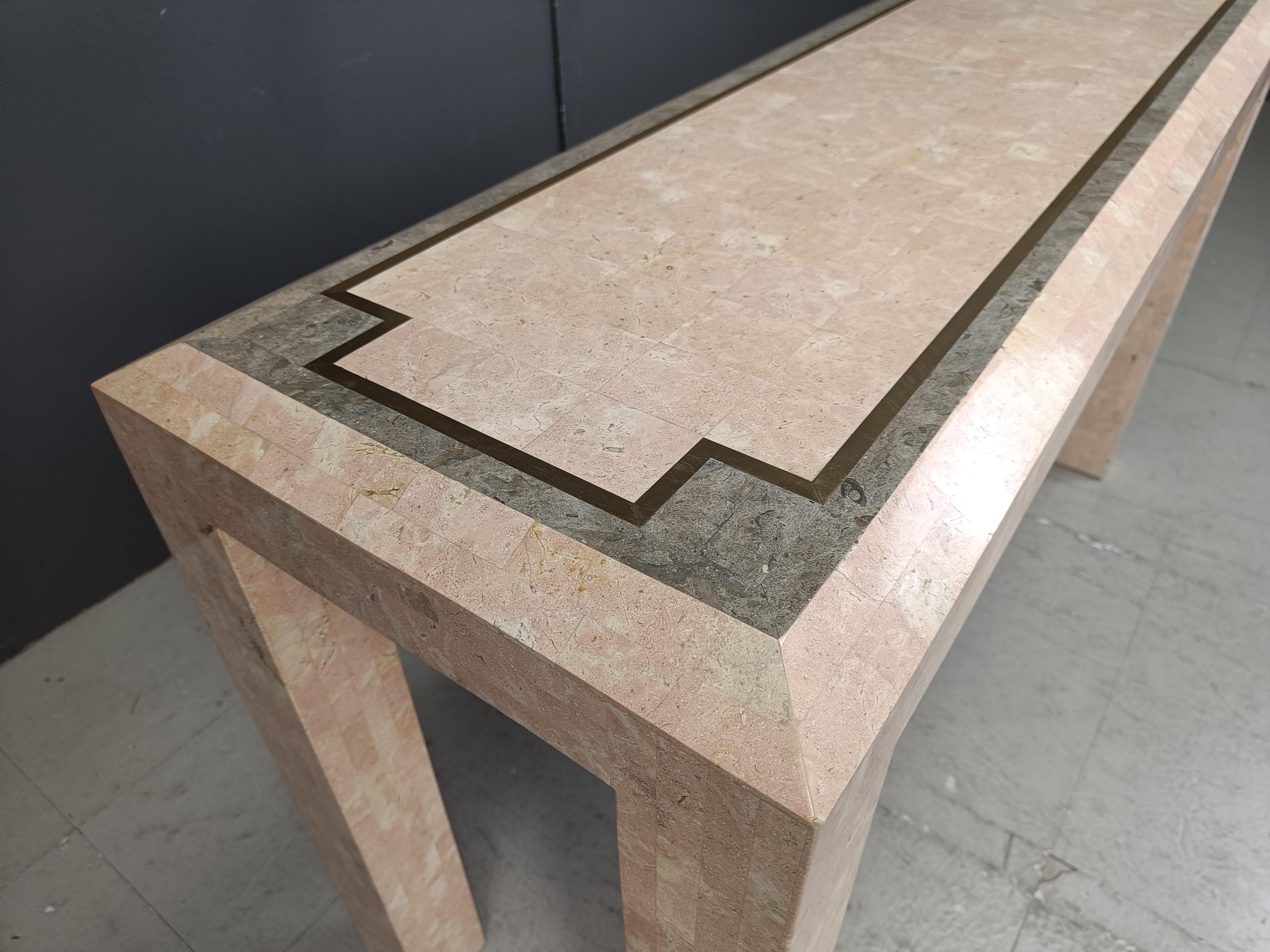 Vintage tessellated console in the manner of Maitland Smith, 1980s 1