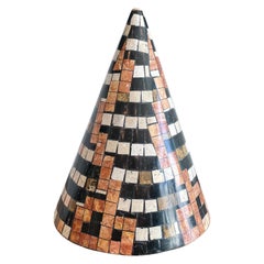 Vintage Tessellated Marble Conoid Obelisk Sculpture