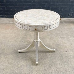 Vintage Tessellated Pedestal Drum Table by Maitland Smith