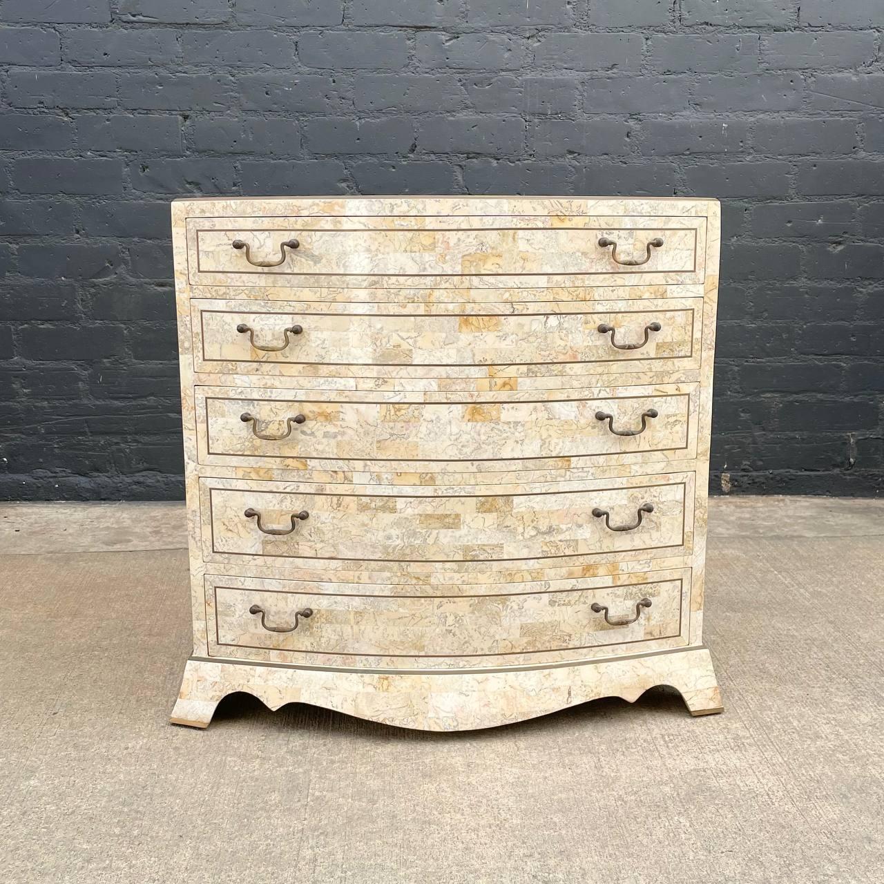 Mid-20th Century Vintage Tessellated Pedestal Drum Dresser by Maitland Smith For Sale