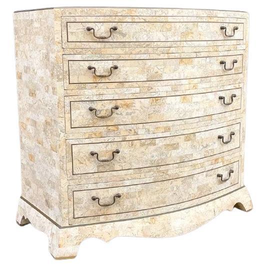 Comò a tamburo con piedistallo tessellato vintage di Maitland Smith