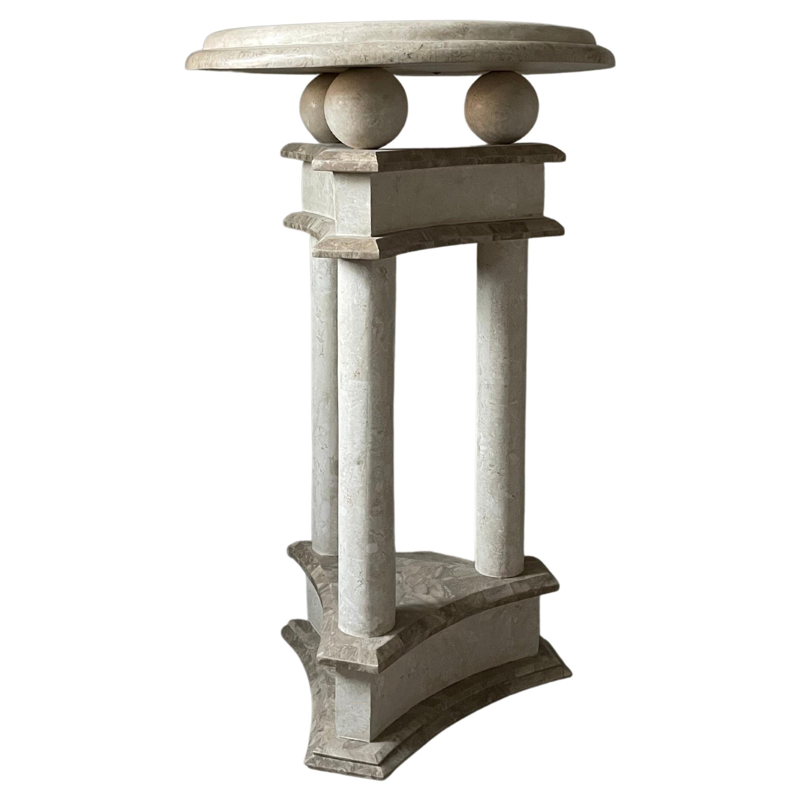 Vintage Tessellated Stone 3 Columned Pedestal For Sale