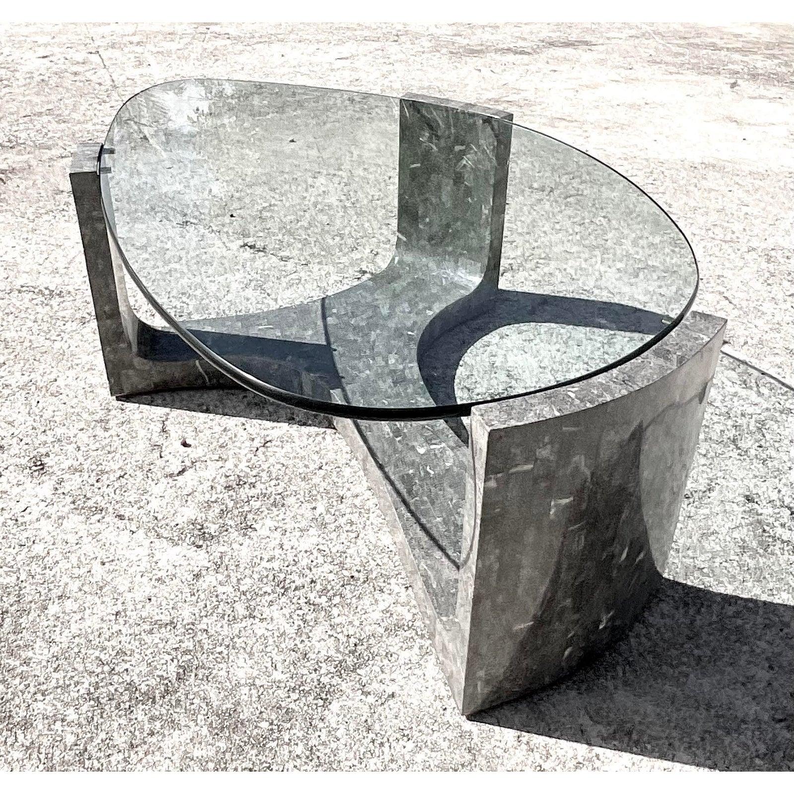 Philippine Vintage Tessellated Stone Coffee Table After Maitland Smith