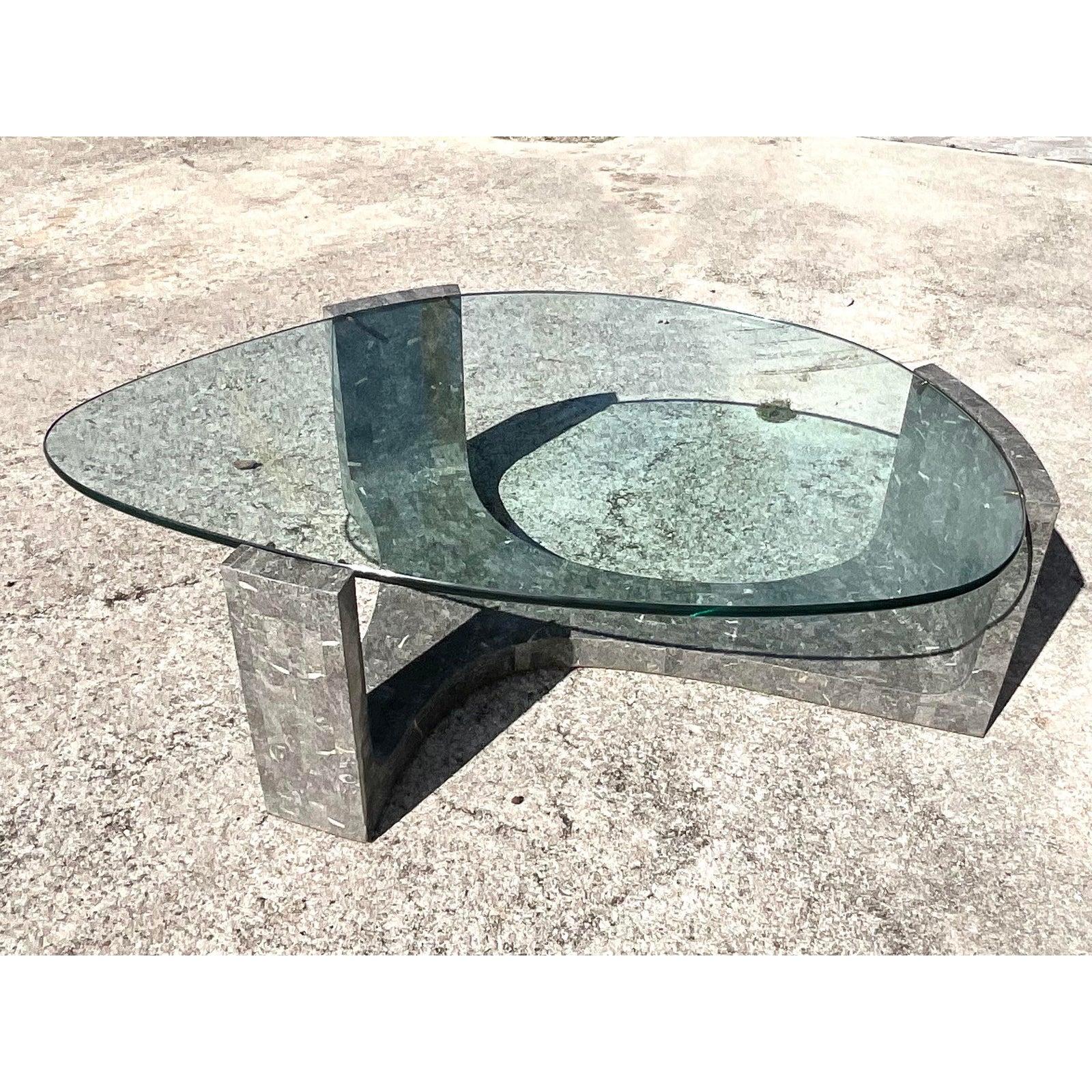 20th Century Vintage Tessellated Stone Coffee Table After Maitland Smith