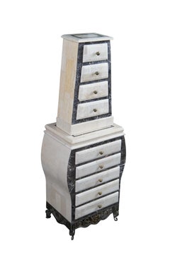 Vintage Tessellated Stone & Iron Jewelry Cabinet Commode Lingerie Semanier