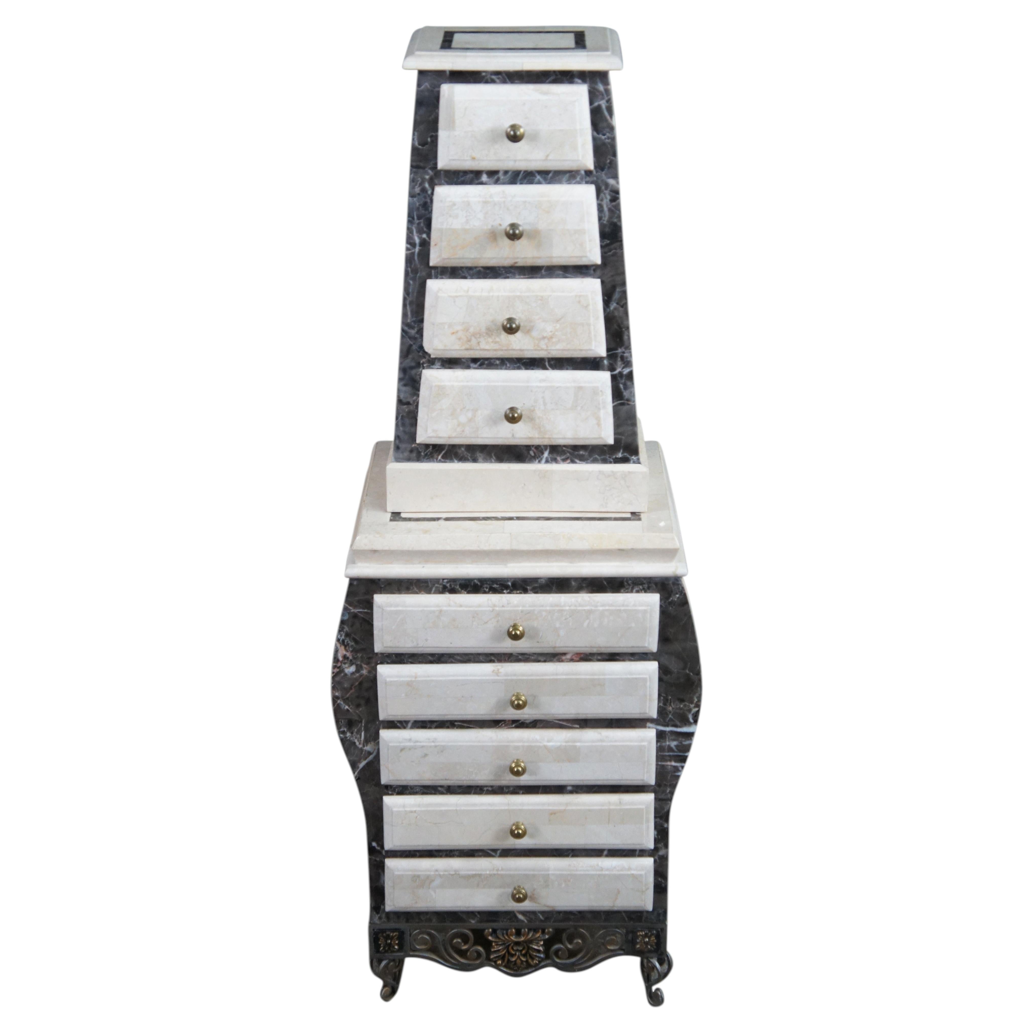 Vintage Tessellated Stone & Iron Jewelry Cabinet Commode Lingerie Semanier For Sale