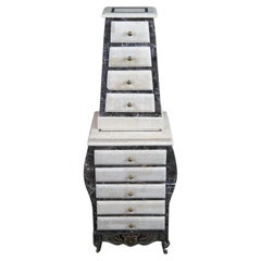 Vintage Tessellated Stone & Iron Jewelry Cabinet Commode Lingerie Semanier