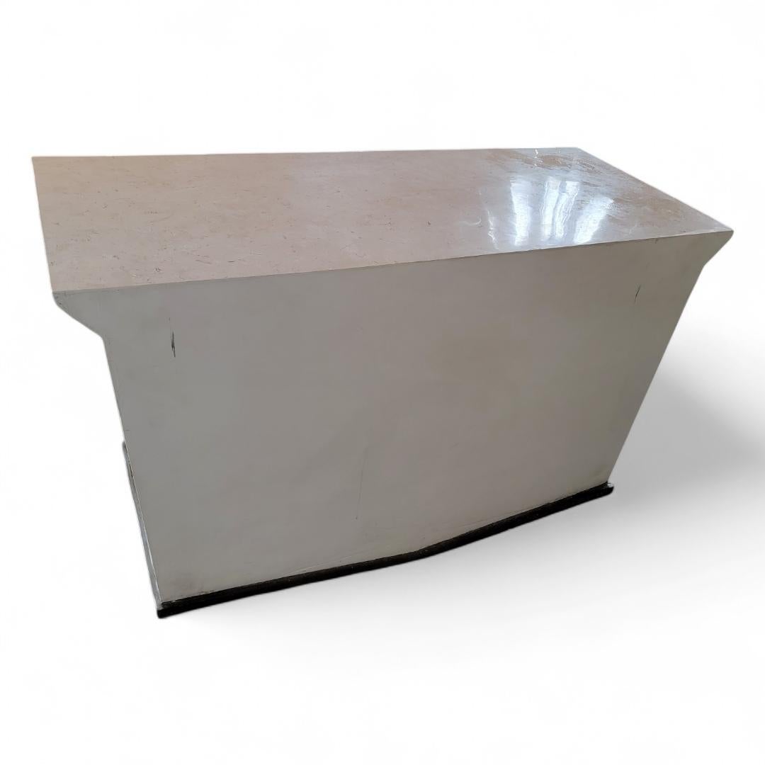 Vintage Tessellated Stone Wrapped 2 Door W/ Pull Out Shelf Drawer Credenza For Sale 3