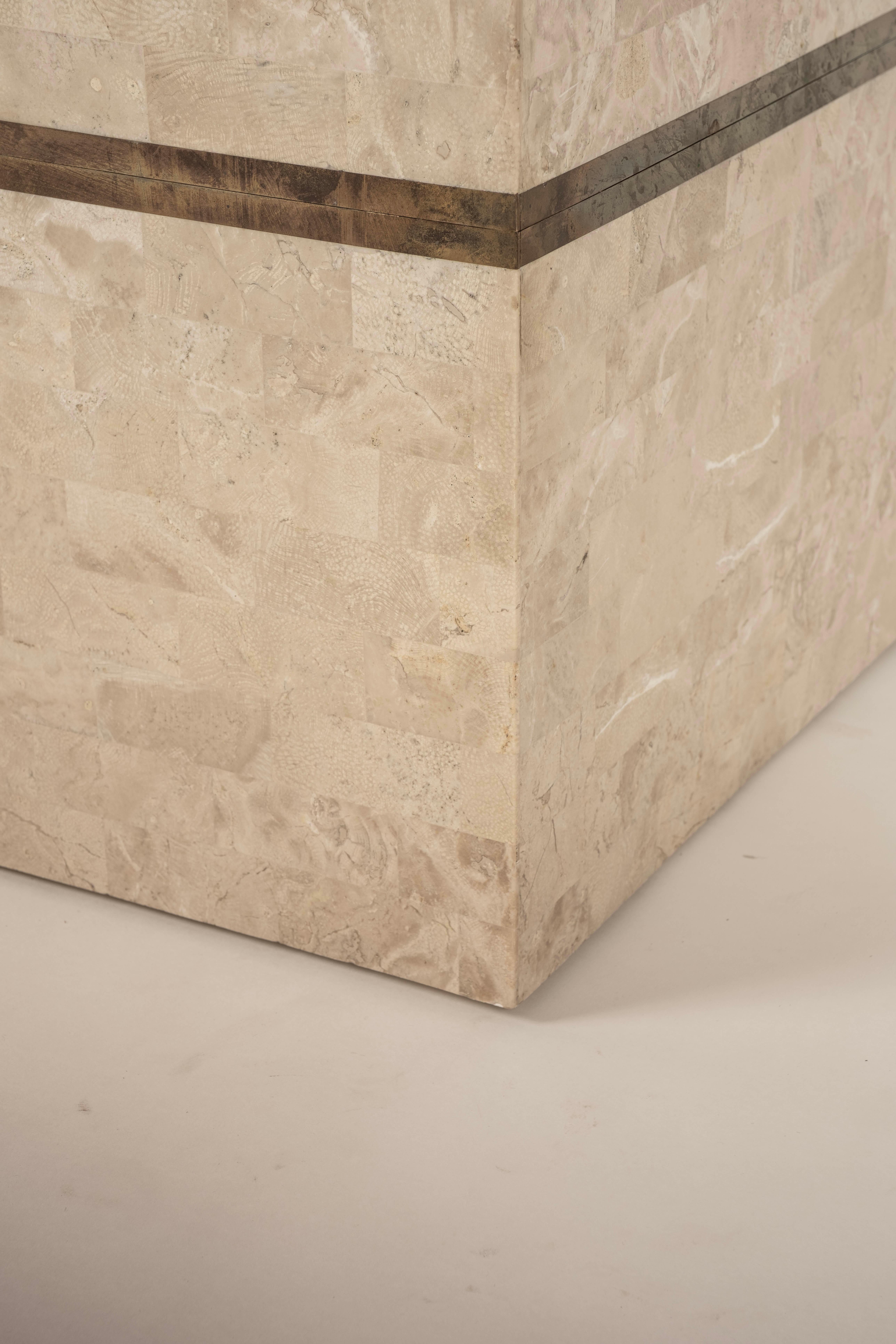 Cassapanca in marmo travertino tessellato vintage in vendita 6