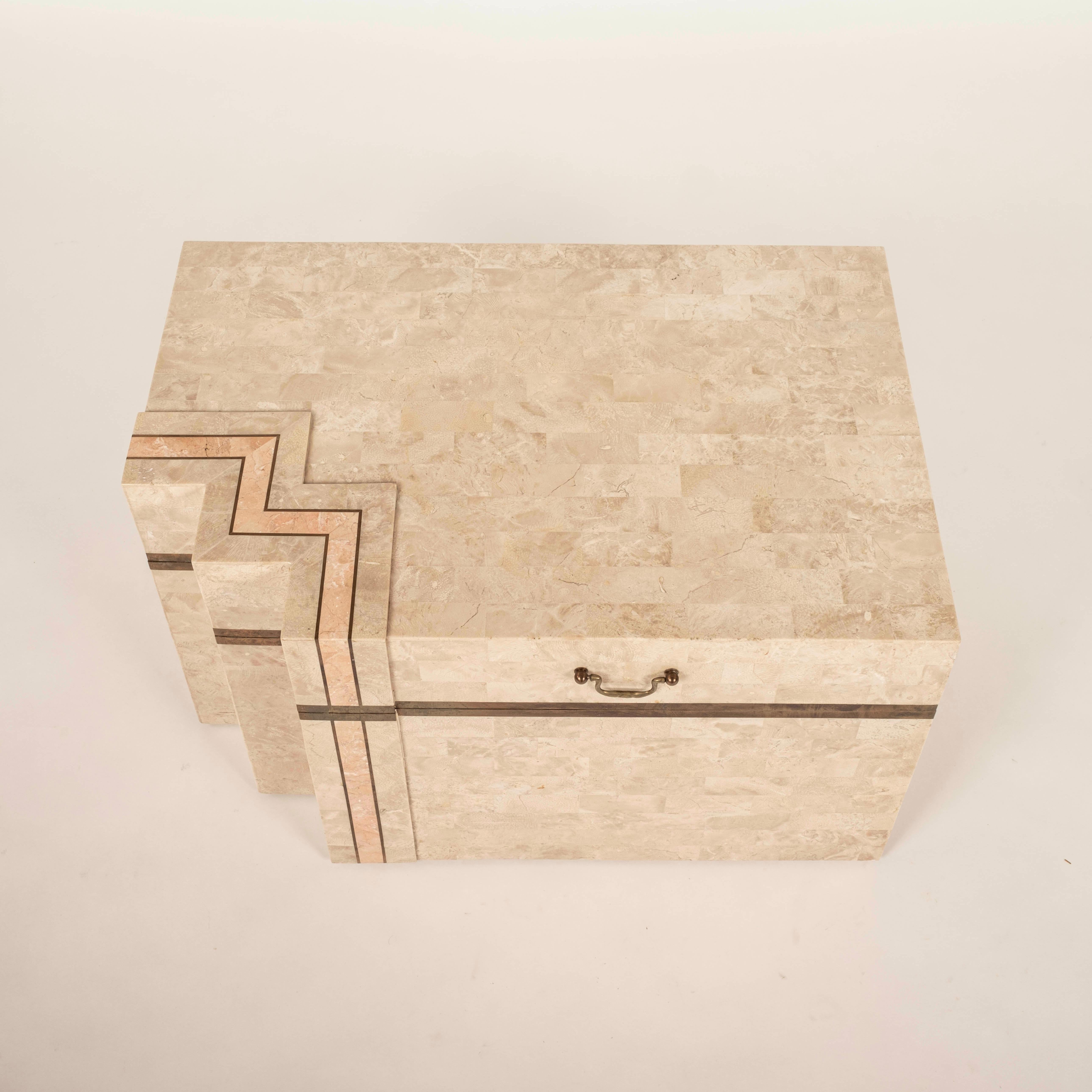Cassapanca in marmo travertino tessellato vintage in vendita 7