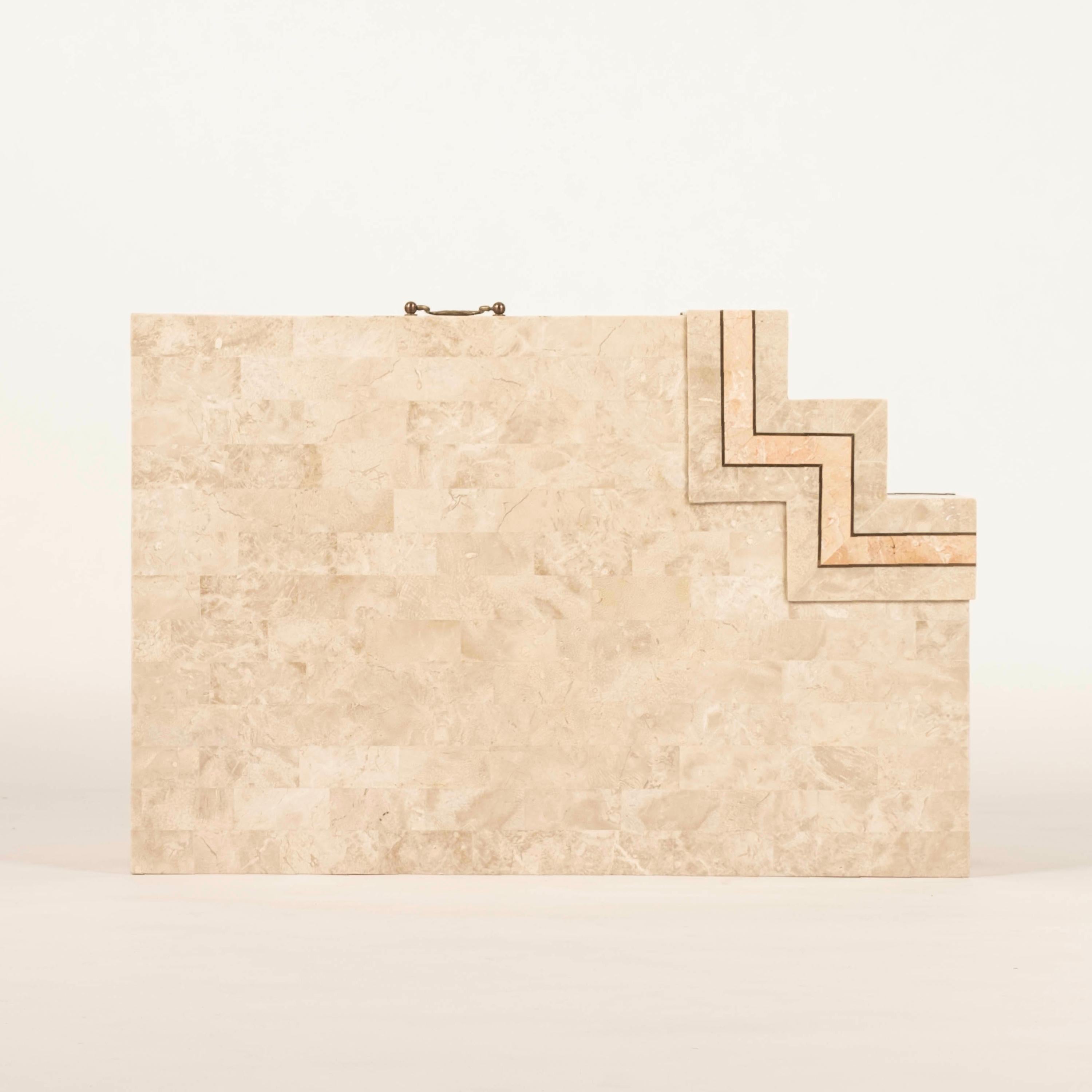 Cassapanca in marmo travertino tessellato vintage in vendita 2