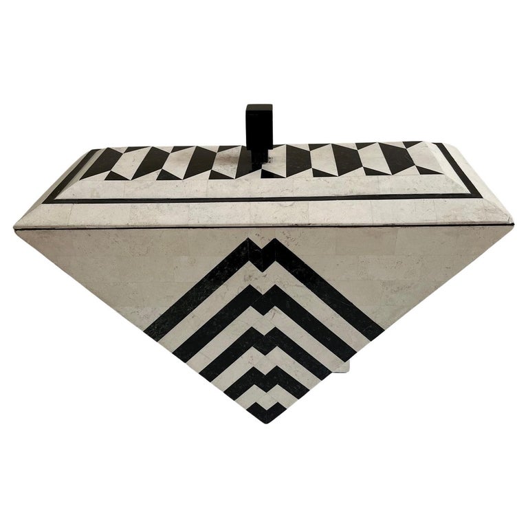 Vintage Tessellated with Black and White Marble Jewelry Box by Maitland