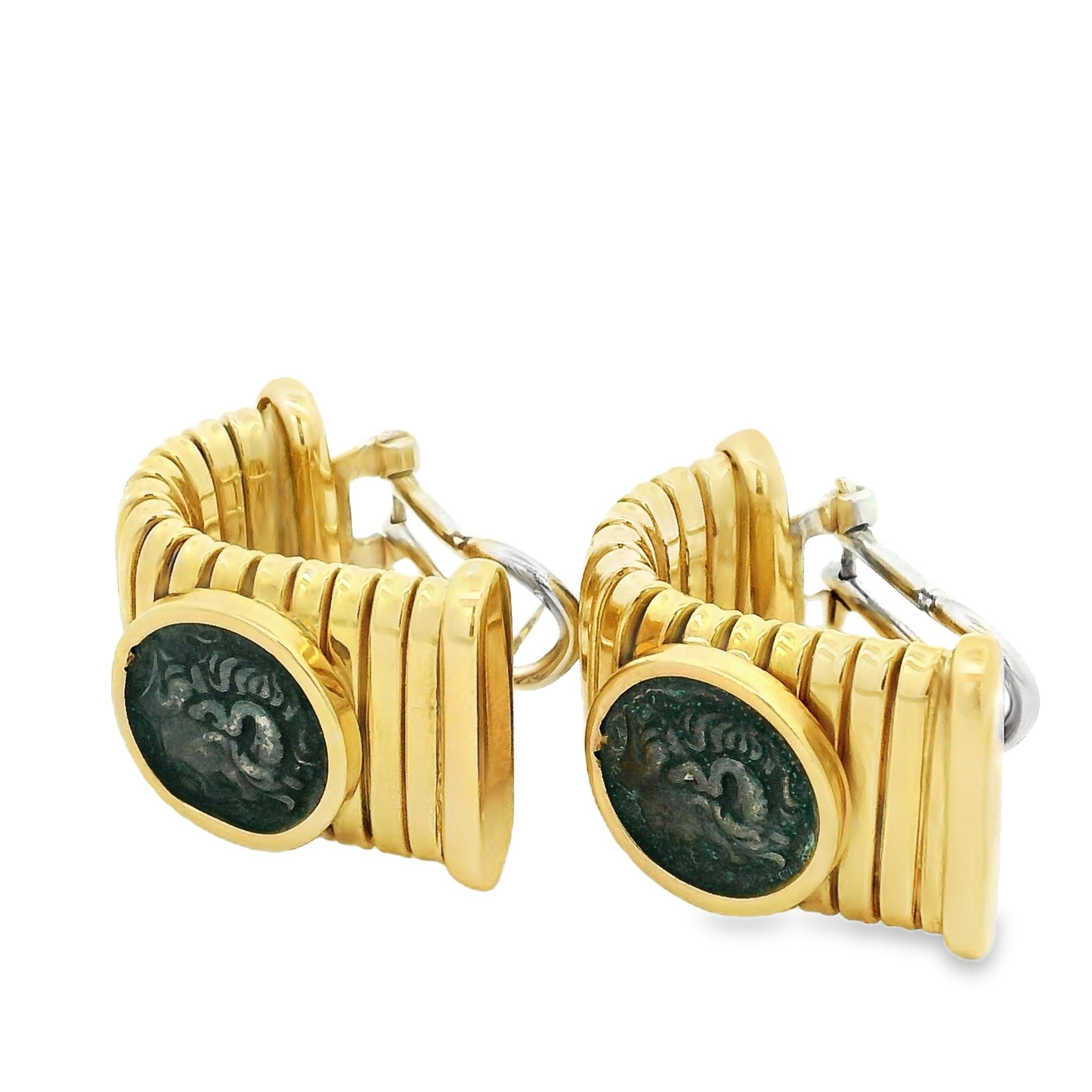 Vintage Tessitore TuboGas Münze und 18K Gold Ohrringe im Angebot 5