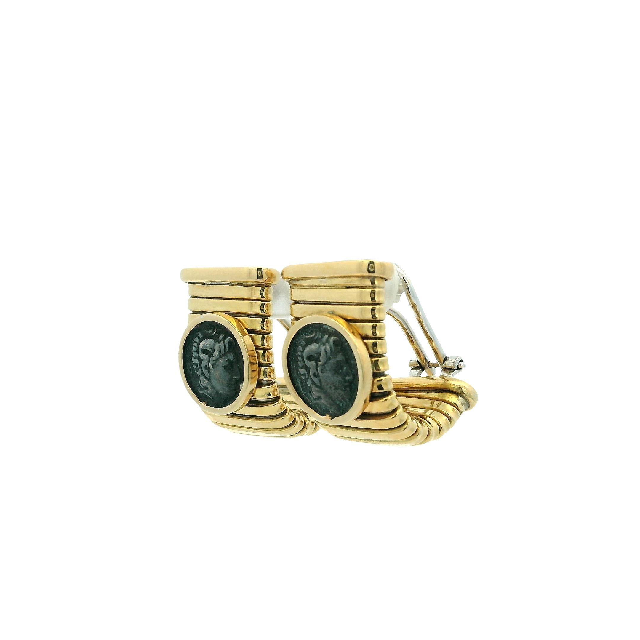 Vintage Tessitore TuboGas Münze und 18K Gold Ohrringe (Zeitgenössisch) im Angebot