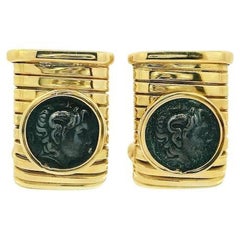 Vintage Tessitore TuboGas Coin and 18K Gold Earrings