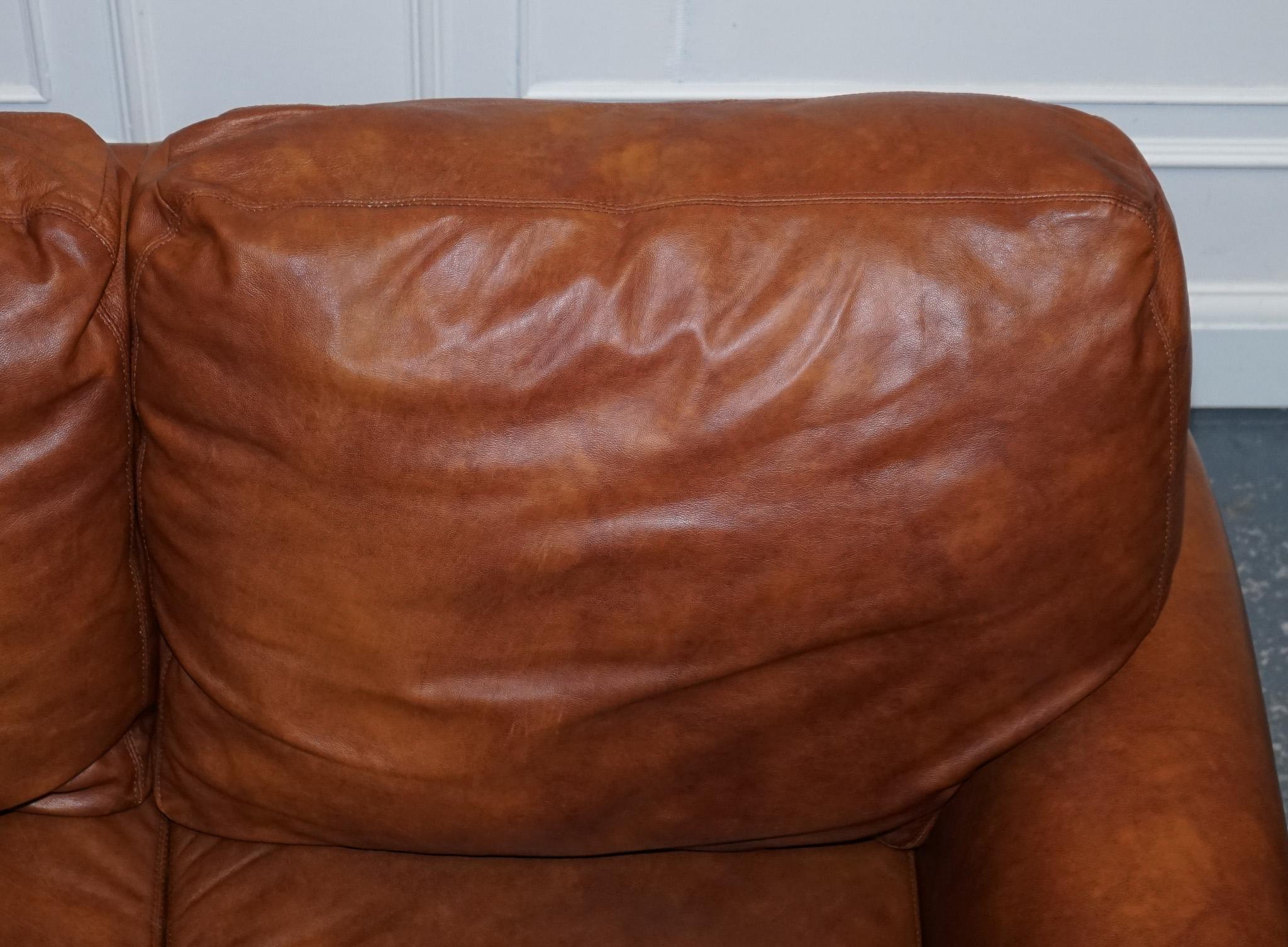 Vintage Tetrad Cordoba Retailed by John Lewis Two Seater Tan Leather Sofa 3