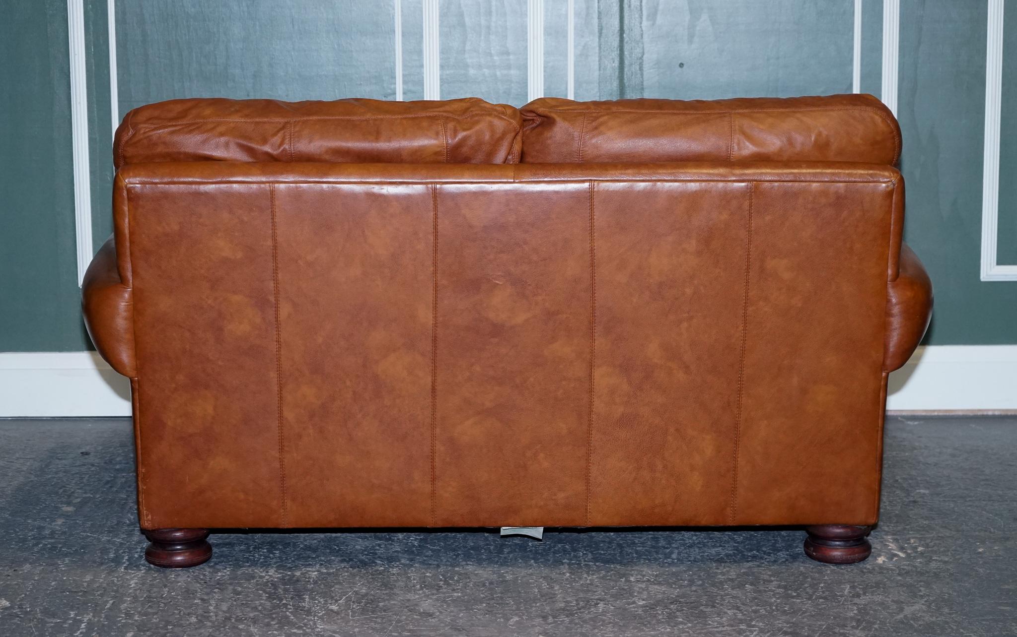 Vintage Tetrad Cordoba Retailed by John Lewis Two Seater Tan Leather Sofa 3
