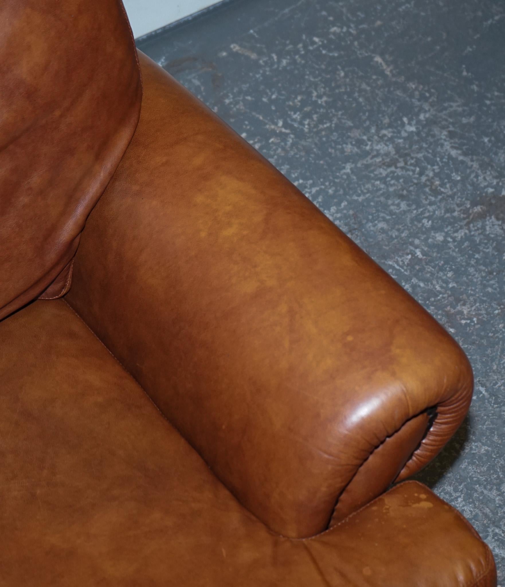 Vintage Tetrad Cordoba Retailed by John Lewis Two Seater Tan Leather Sofa 7