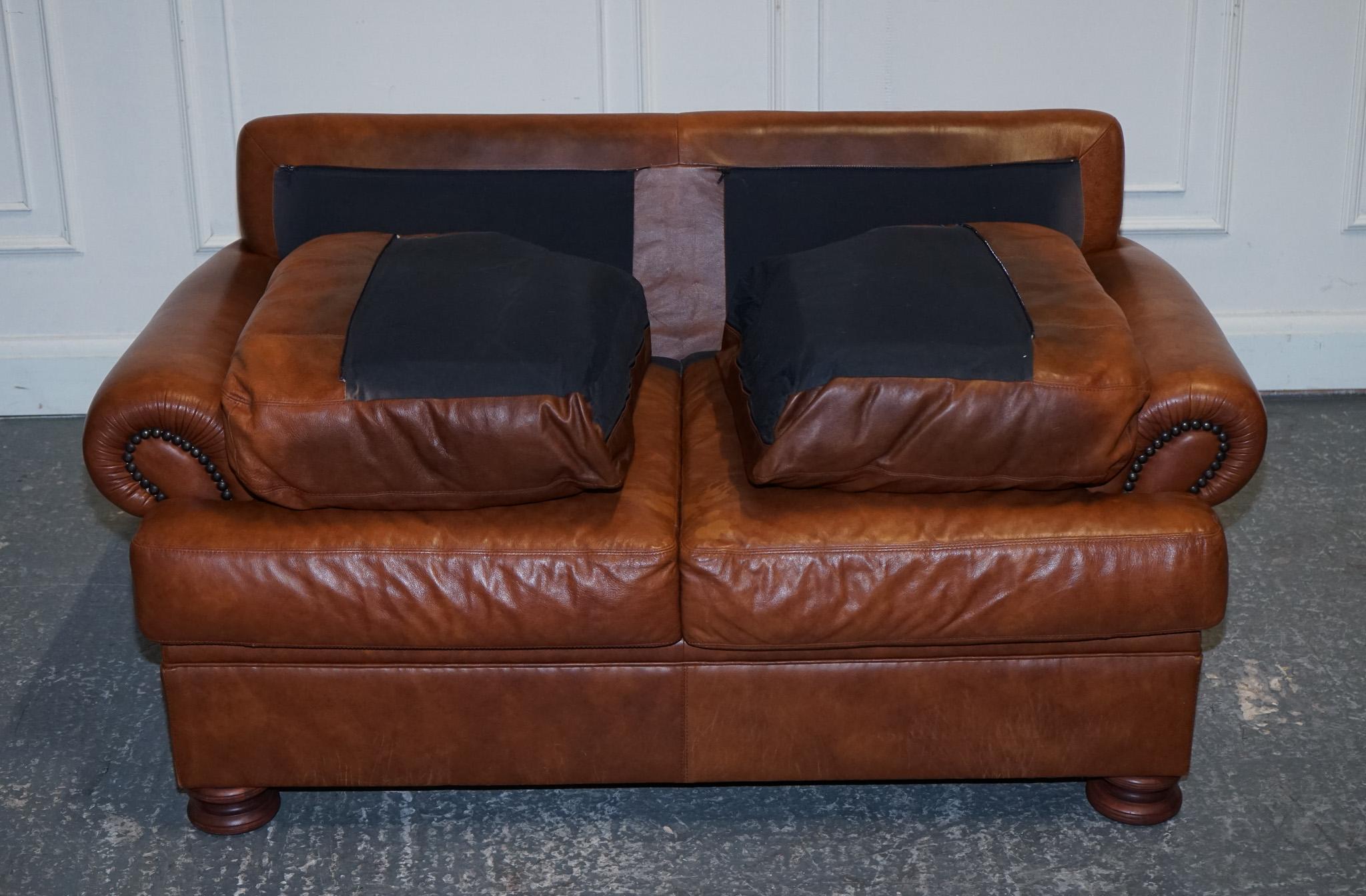 Vintage Tetrad Cordoba Retailed by John Lewis Two Seater Tan Leather Sofa 11