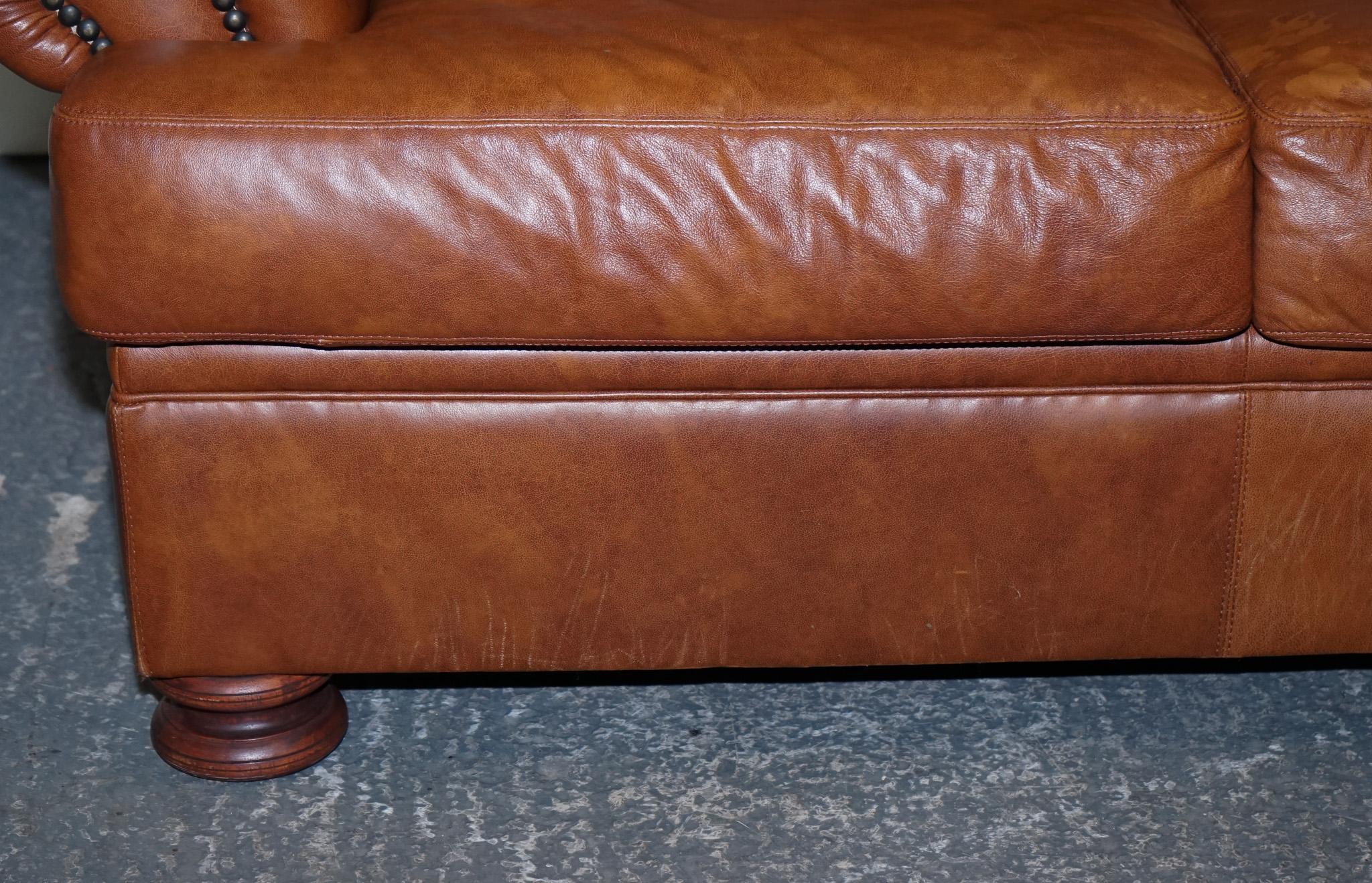 20th Century Vintage Tetrad Cordoba Retailed by John Lewis Two Seater Tan Leather Sofa