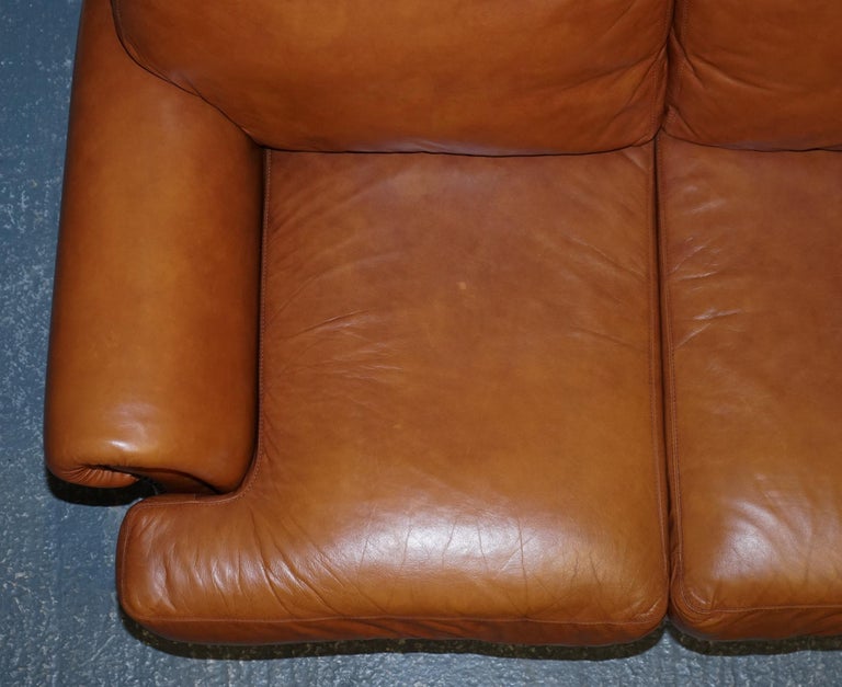 VINTAGE TETRAD CORDOBA RETAILED BY JOHN LEWiS TWO SEATER TAN LEATHER