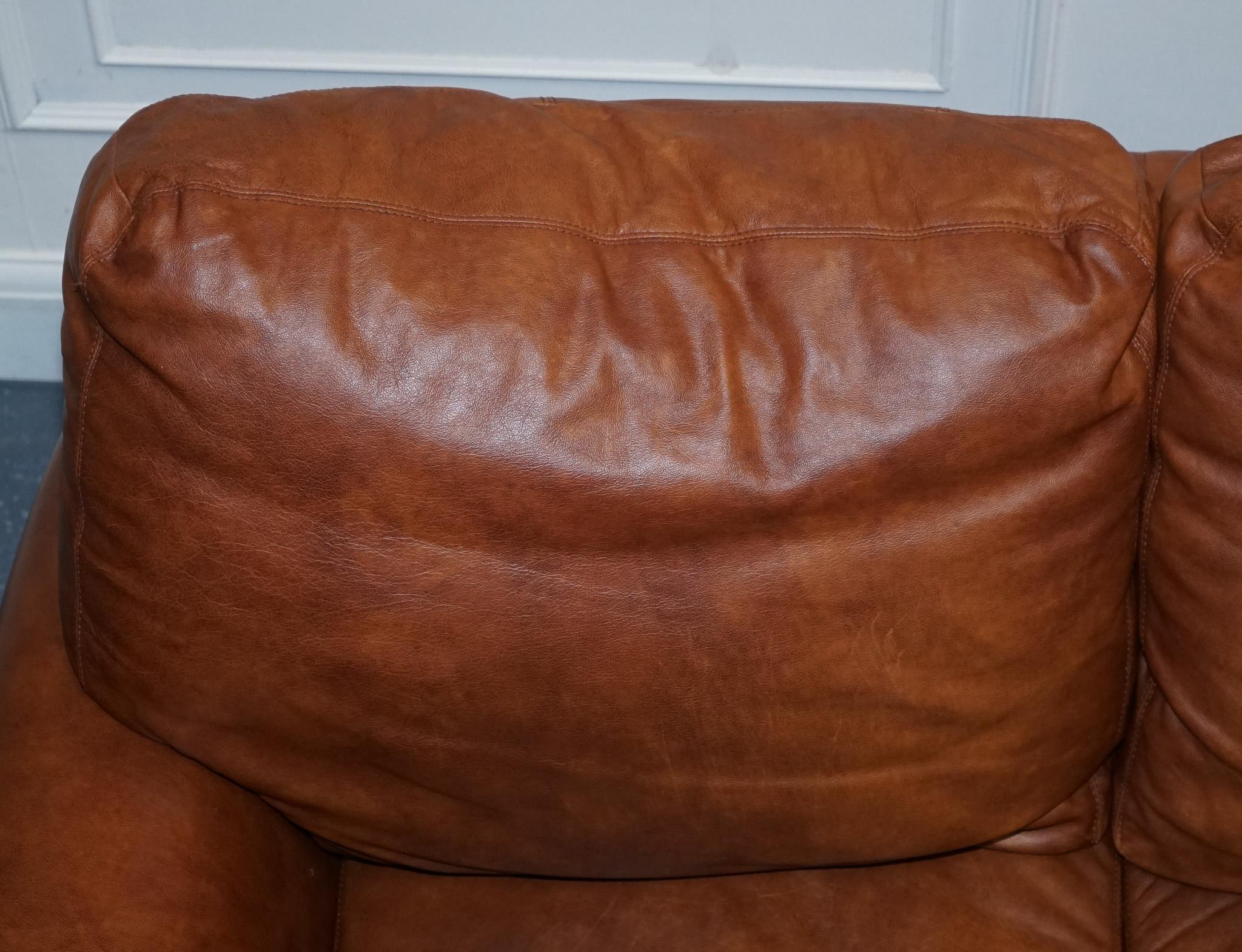 Vintage Tetrad Cordoba Retailed by John Lewis Two Seater Tan Leather Sofa 2