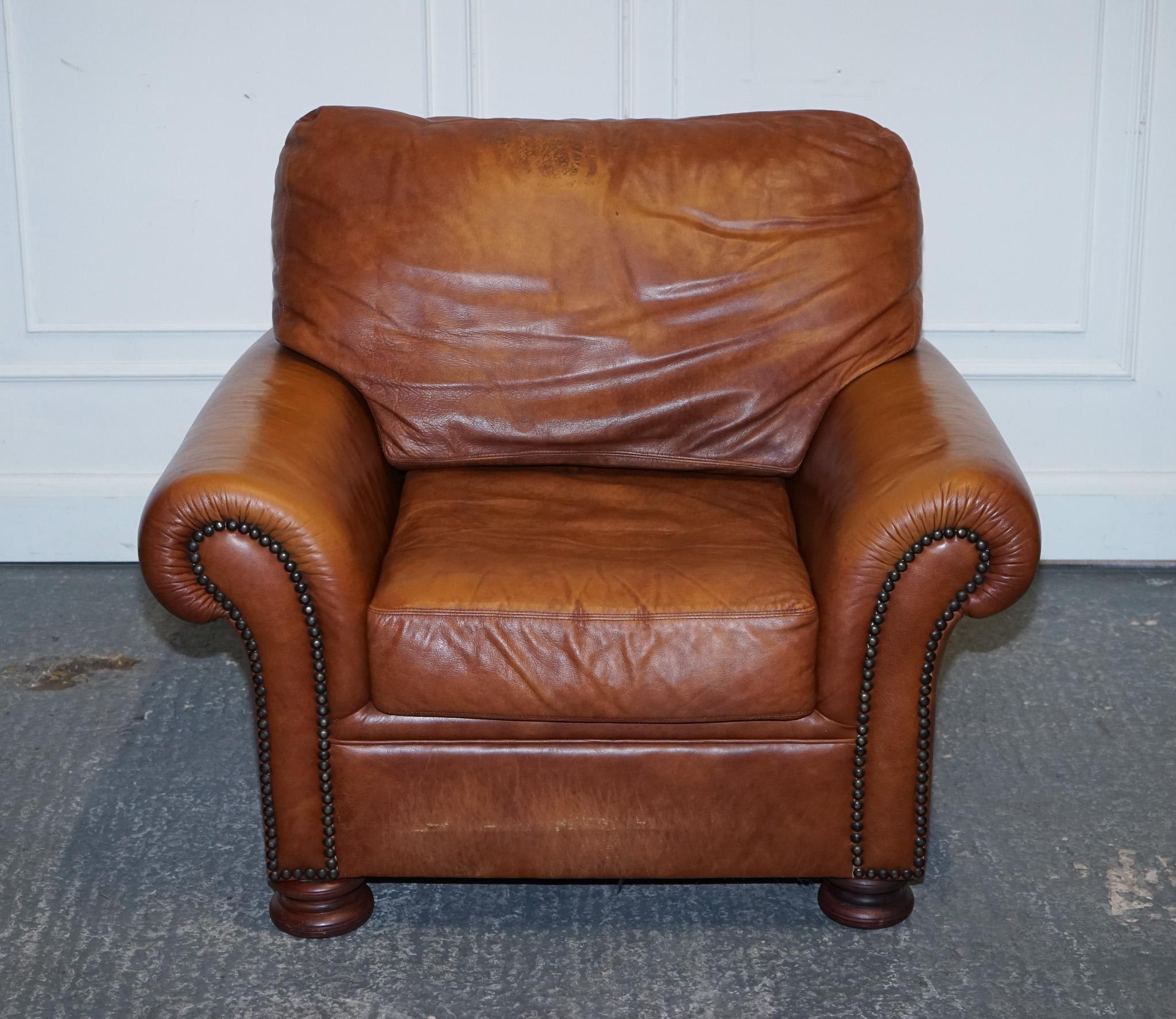 VINTAGE TETRAD JOHN LEWIS CORDOBA CUERO MARRON CLUB ARMCHAiR Británico
