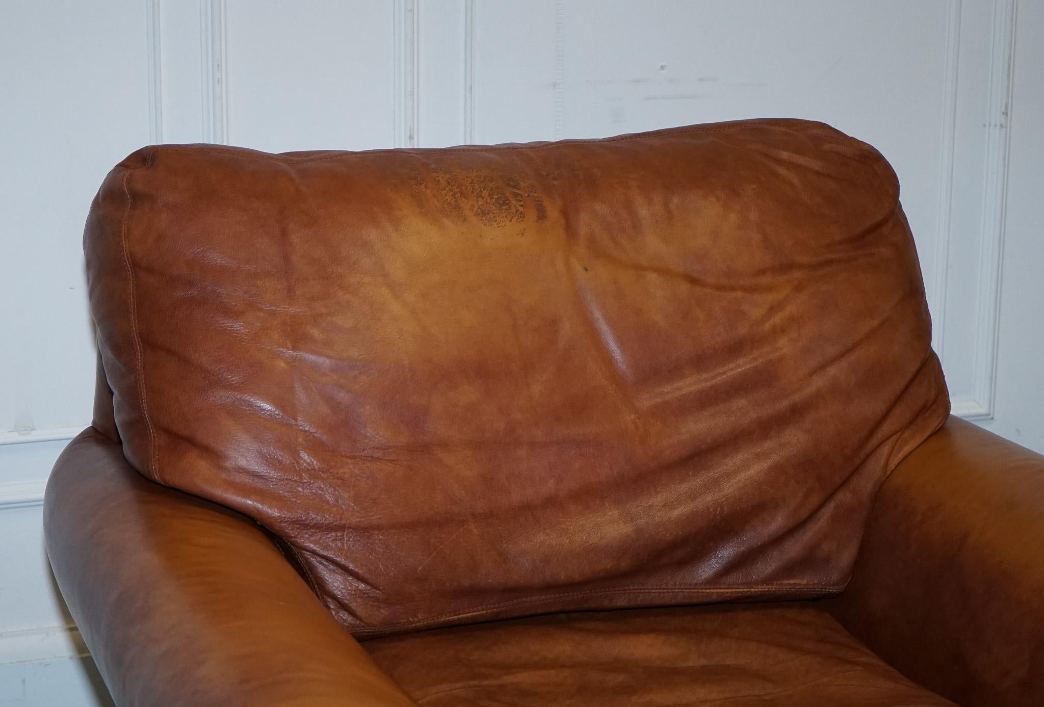 VINTAGE TETRAD JOHN LEWIS CORDOBA CUERO MARRON CLUB ARMCHAiR Hecho a mano